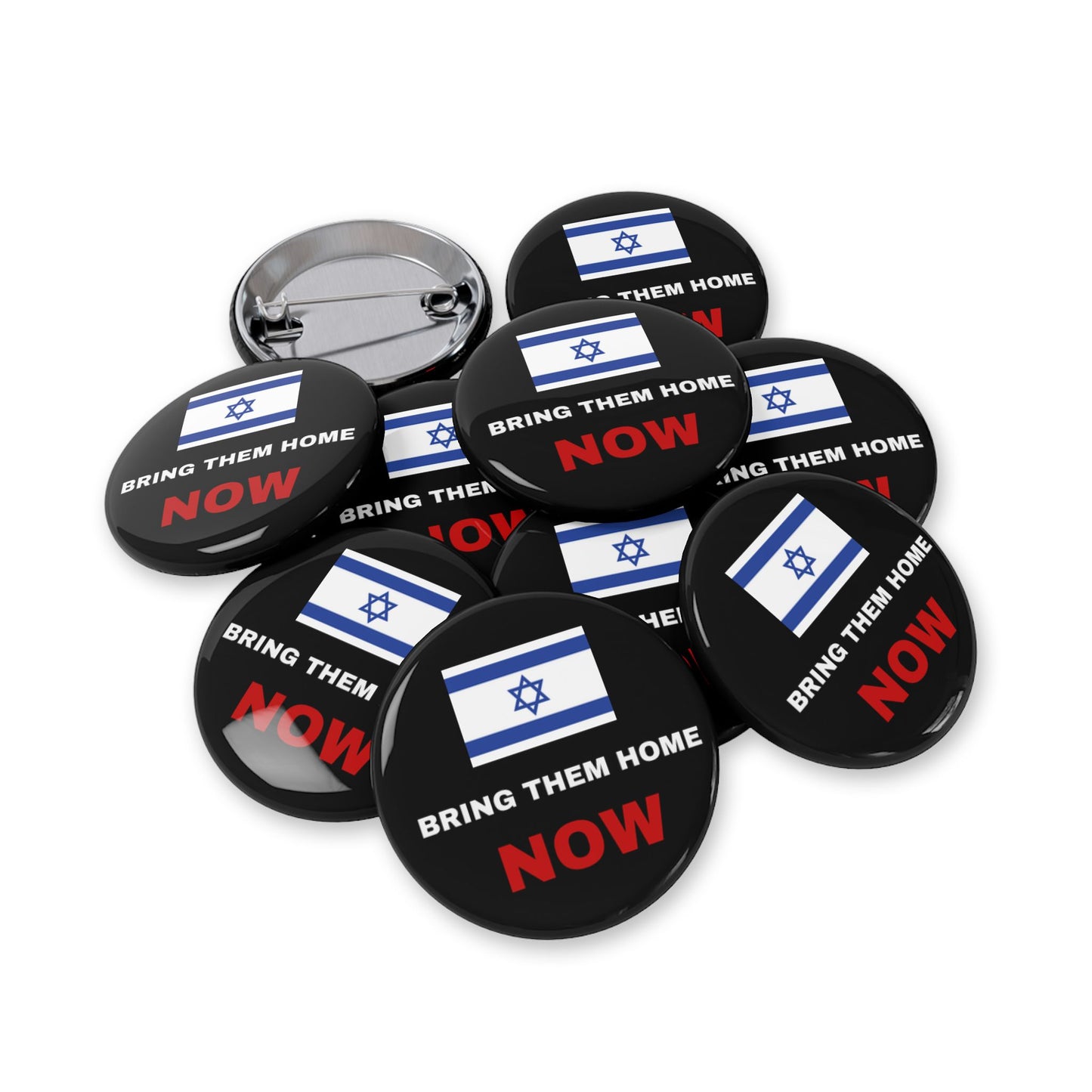Bring Them Home Now Israeli Israel Hostage Rescue Round Pins by Far Out Prints & Co.