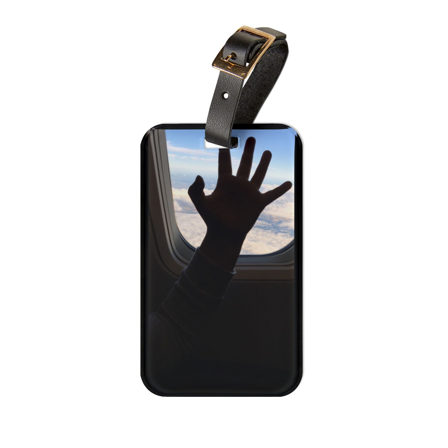 Hand on Window | Premium Acrylic and Leather Luggage Tag | by Far Out Prints & Co