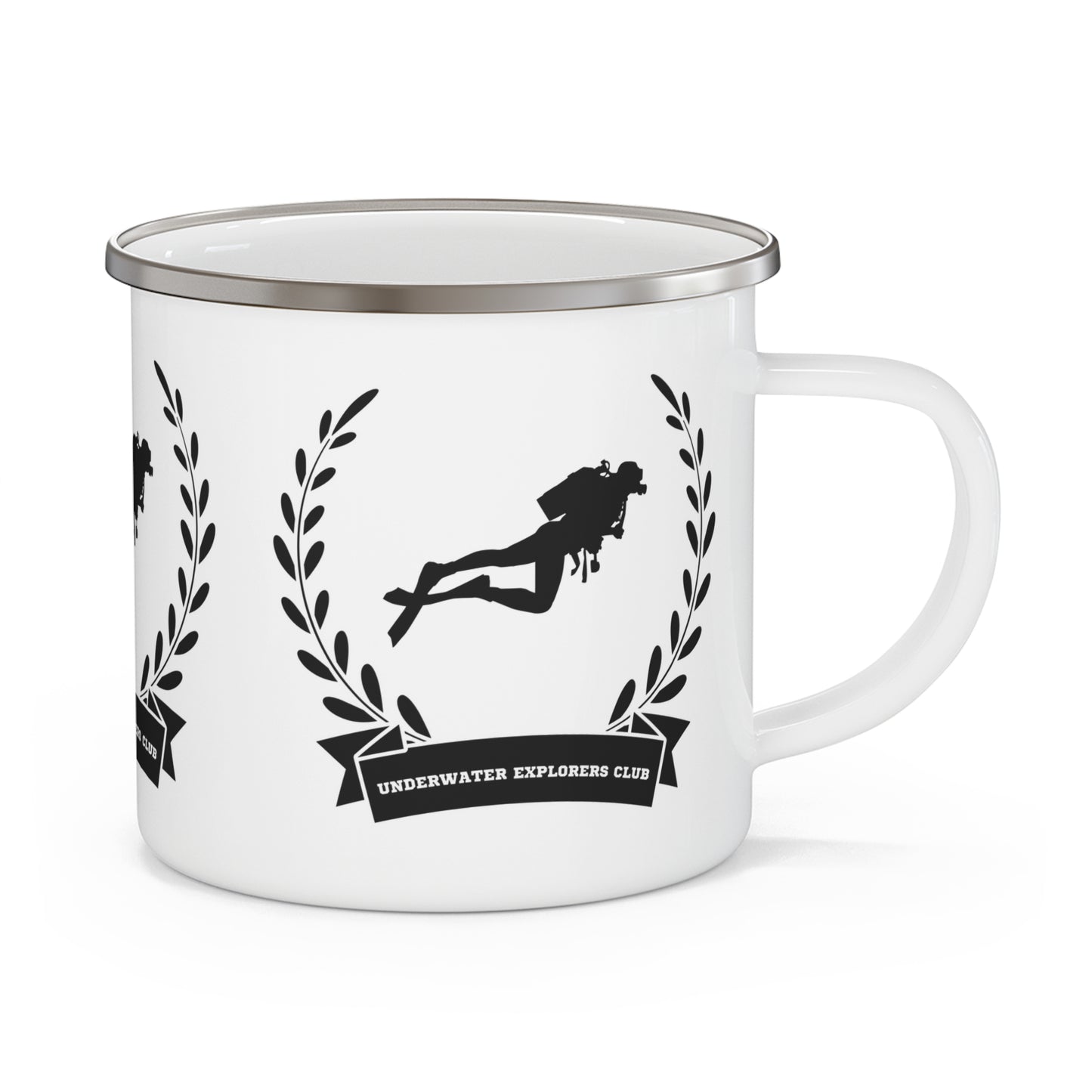 Enamel Cup Mug for Him Her Birthday Underwater Explorers Club Scuba Diving Gift Ocean Marine Life Lover Diver Themed Present Enamel Cup Gift