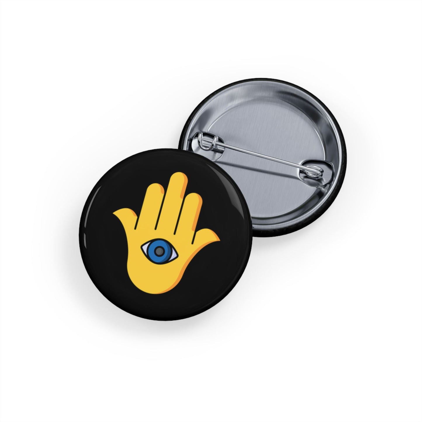 Yellow Hamsa Evil Eye - Pin Buttons - by Far Out Prints & Co.