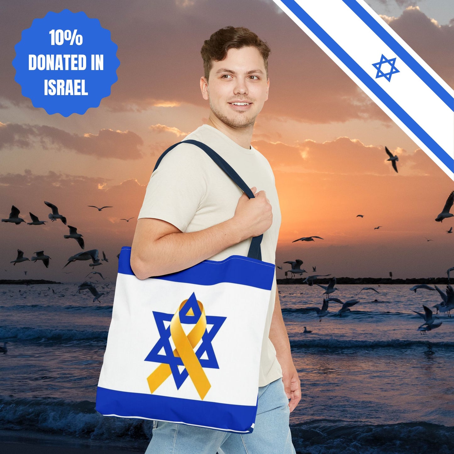 Israeli Hostages Flag Tote Bag Israel Flag Yellow Ribbon Tote Bag Bring Them Home Gift Jewish Present Judaism Totes Judaica Tote Bag Gift