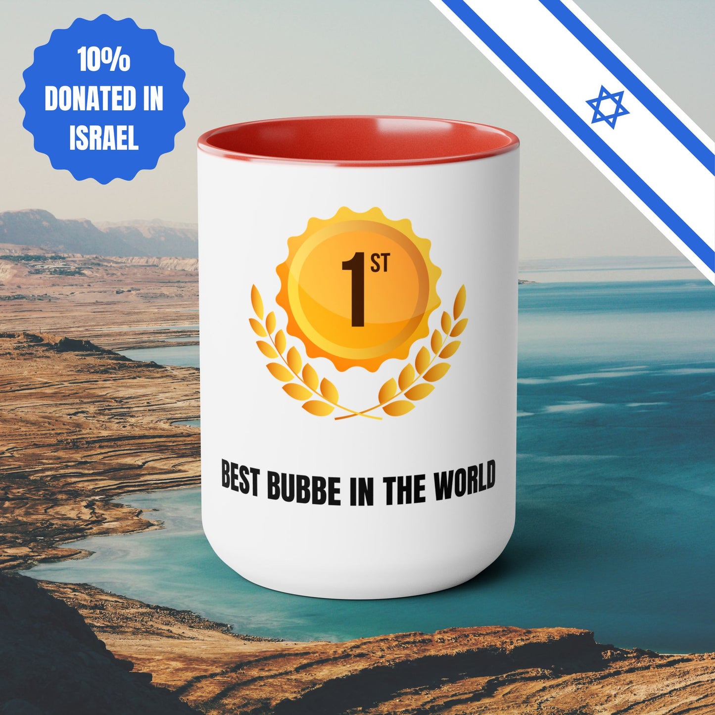 Best Bubbe In The World | Two-Tone Coffee Mugs, 15oz | No 1 Funny Jewish Mug Gifts Coffee Gift for Safta Zayde Mom | Far Out Prints & Co.