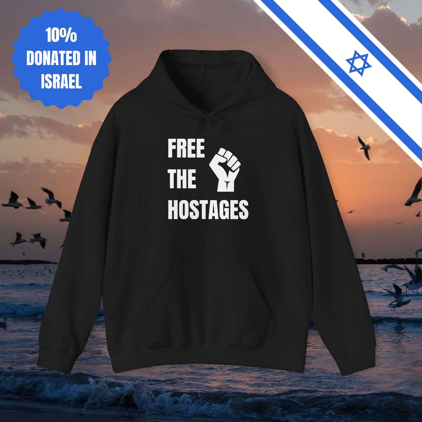 Free The Hostages | Unisex Hooded Sweatshirt | Israel Israeli Jewish Judaism Bring Them Home Stand With Us | by Far Out Prints & Co.