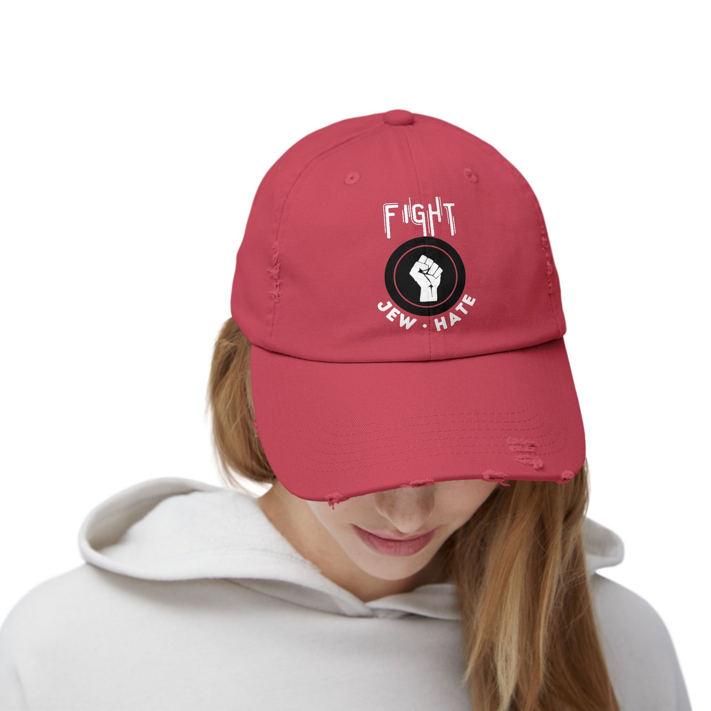 Fight Jew Hate - Unisex Distressed Cap Hats - Jewish Judaism Israel Israeli Zionist Zionism Stand With Us Fight Hate - Far Out Prints & Co.