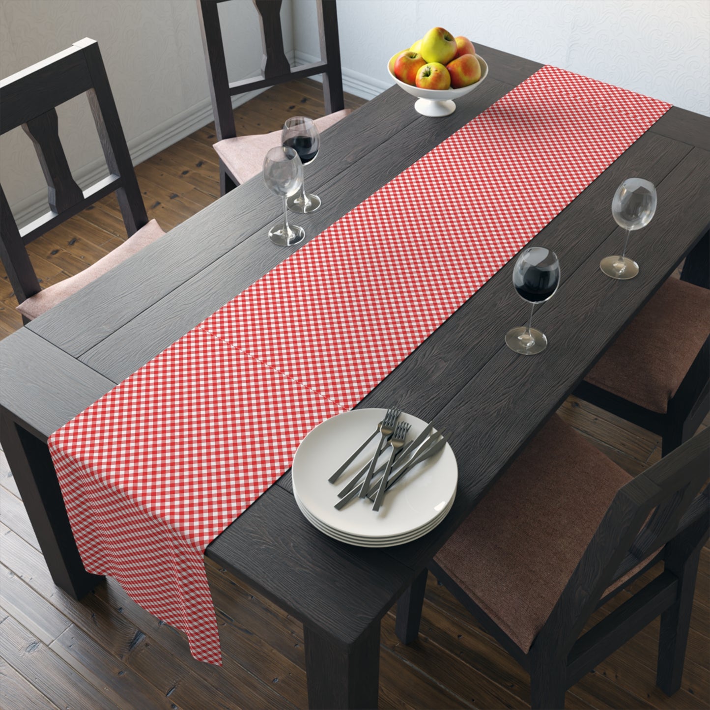 Gingham Checkered Classic Restaurant Style | Premium Table Runner | by Far Out Prints & Co.