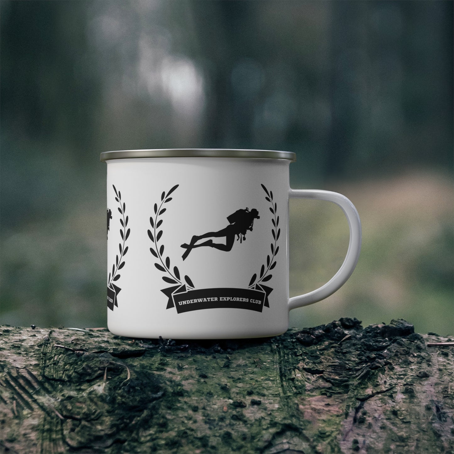 Enamel Cup Mug for Him Her Birthday Underwater Explorers Club Scuba Diving Gift Ocean Marine Life Lover Diver Themed Present Enamel Cup Gift
