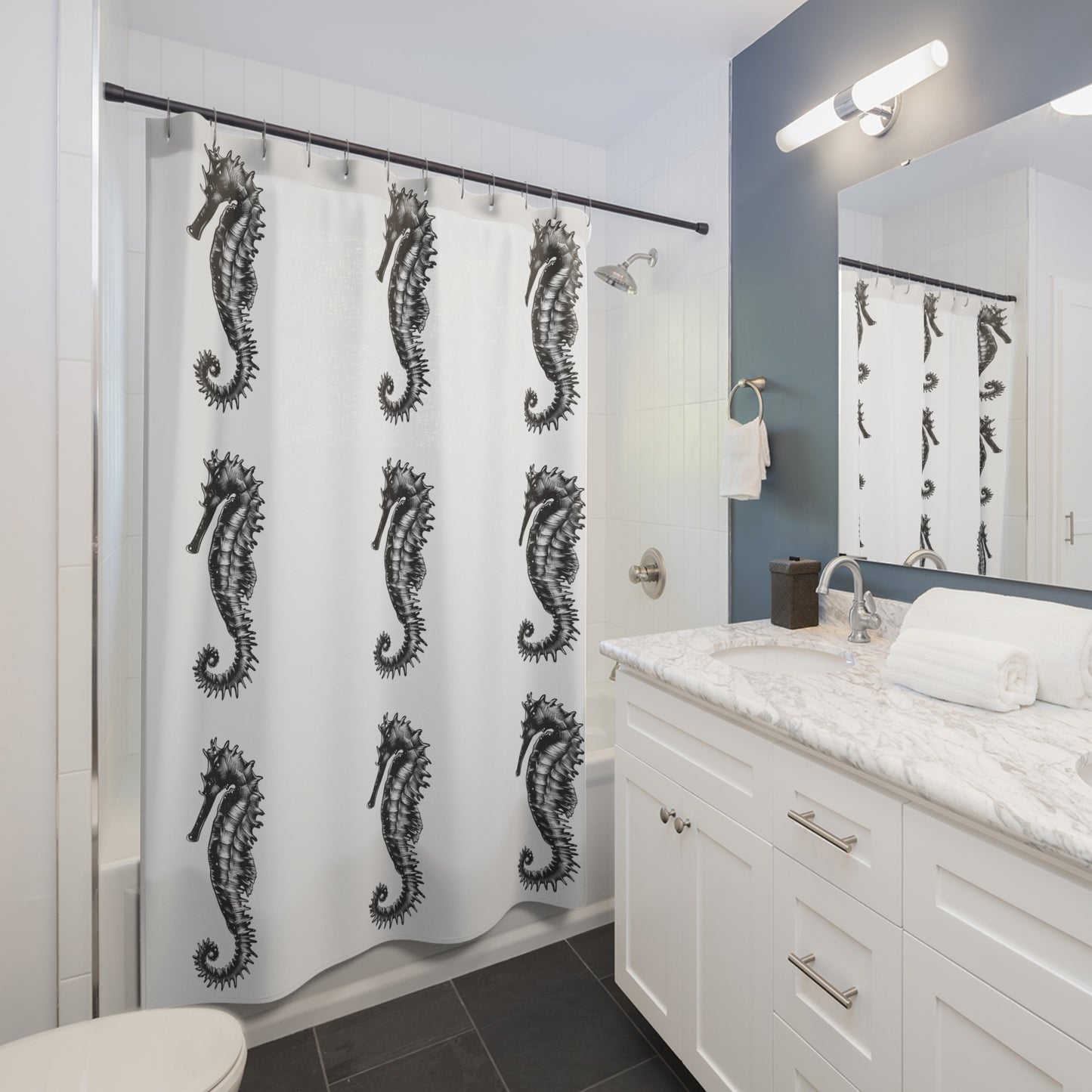Shower Curtains - Unique Seahorse Design, Durable Polyester Curtain for Marine Life Enthusiasts, Perfect Ocean Lover's Gift