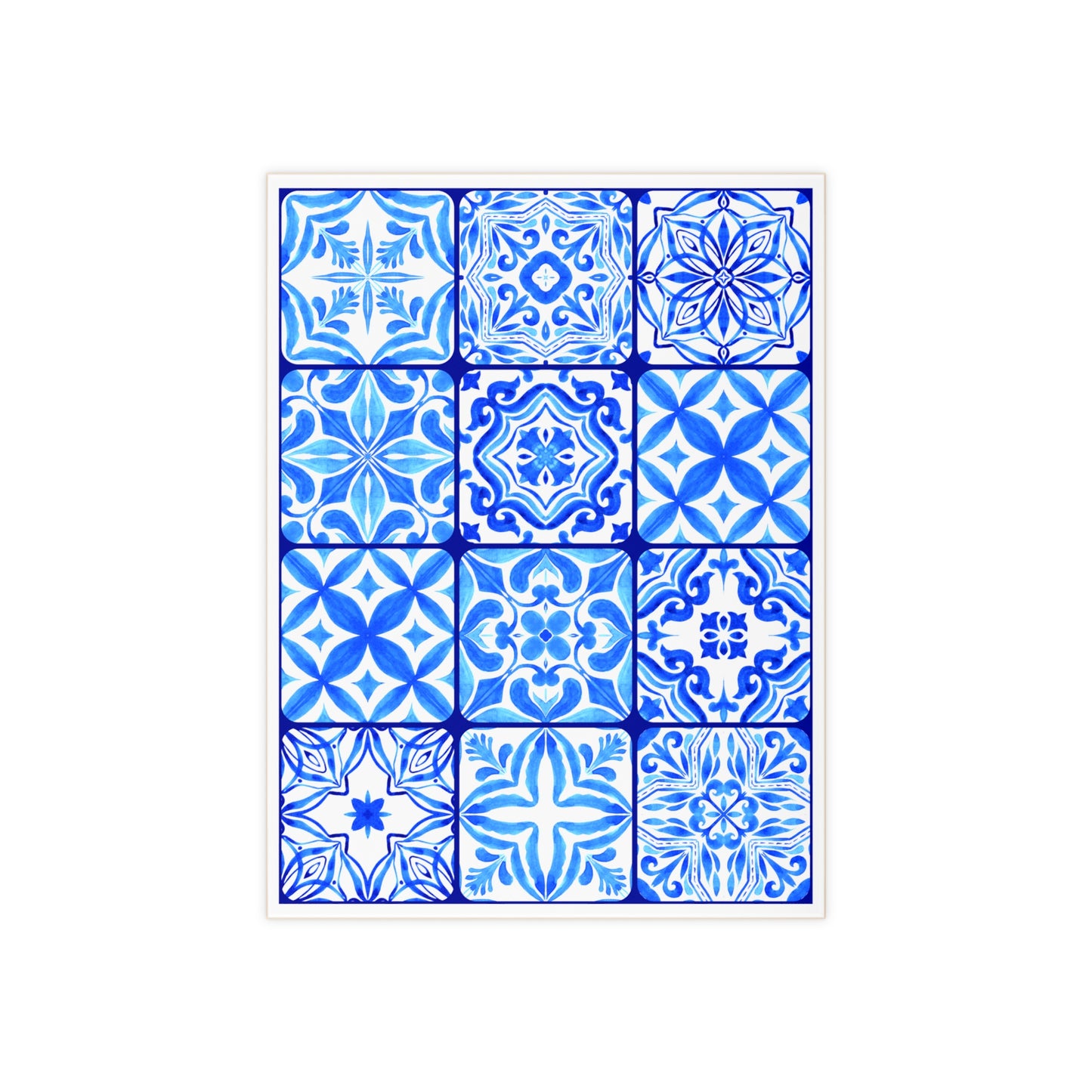 Blue and White Moroccan Design 2 - Jewish Art Judaica Judaism Israel Israeli - Ceramic Photo Tile - Far Out Prints & Co.