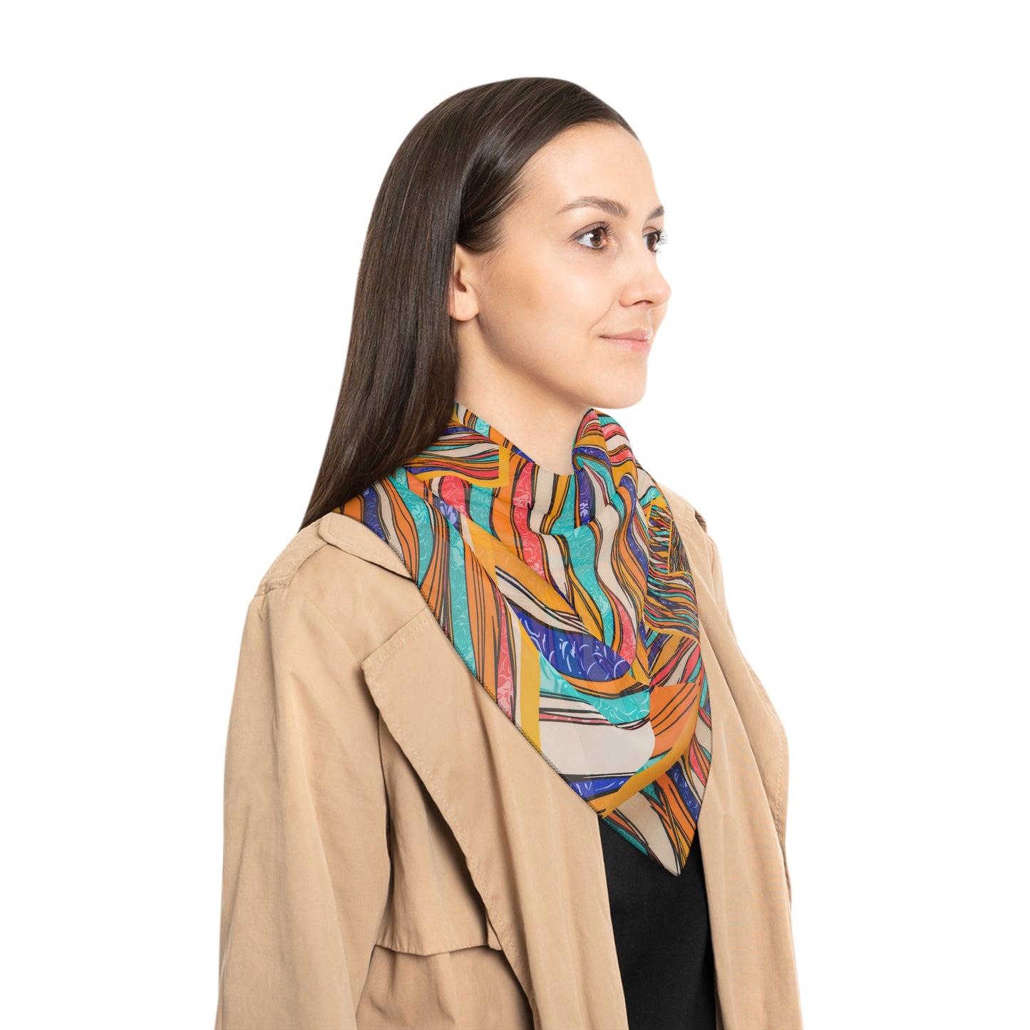 Marble Design Colourful Mixed Color Themed for Winter | Poly Scarf | by Far Out Prints & Co