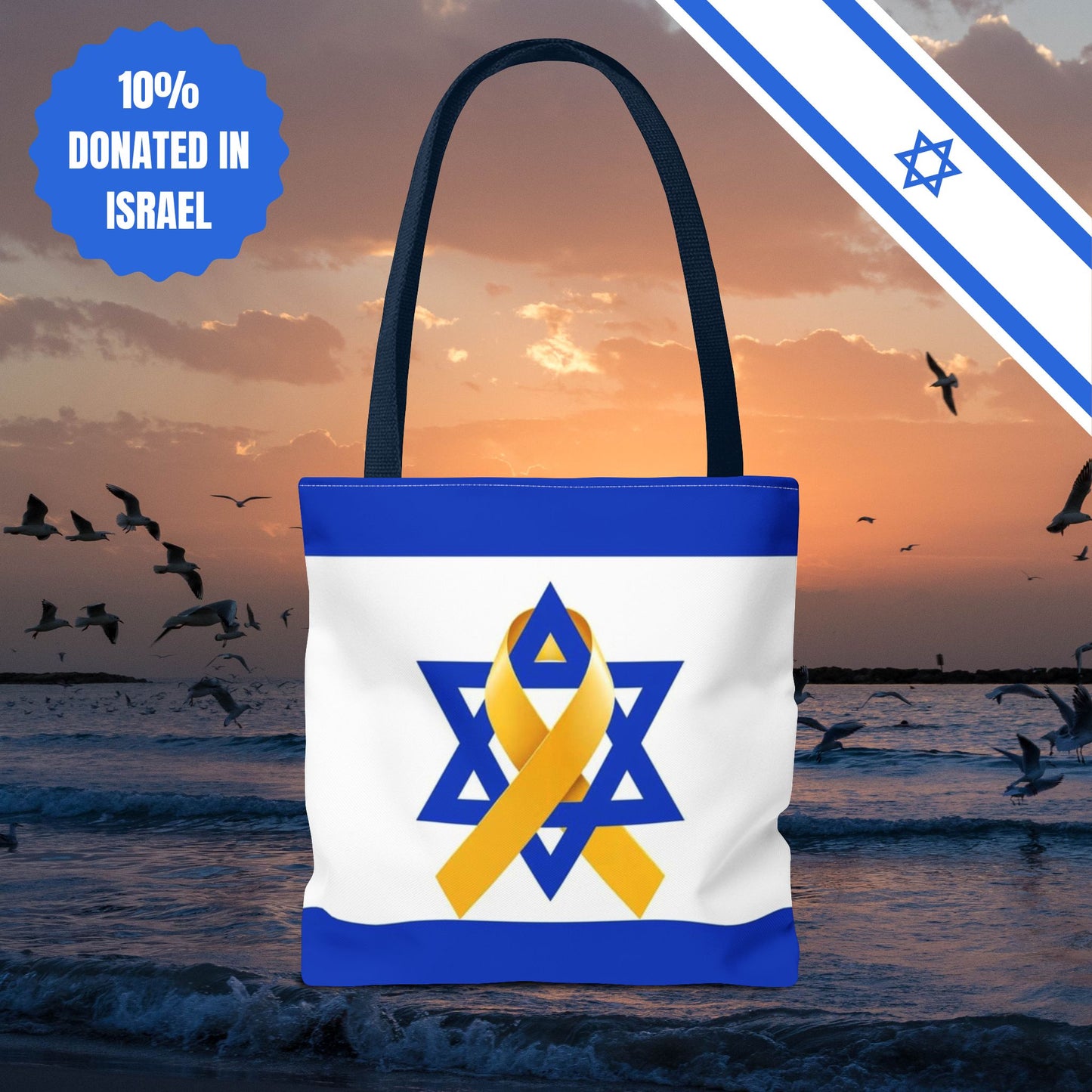 Israeli Hostages Flag Tote Bag Israel Flag Yellow Ribbon Tote Bag Bring Them Home Gift Jewish Present Judaism Totes Judaica Tote Bag Gift