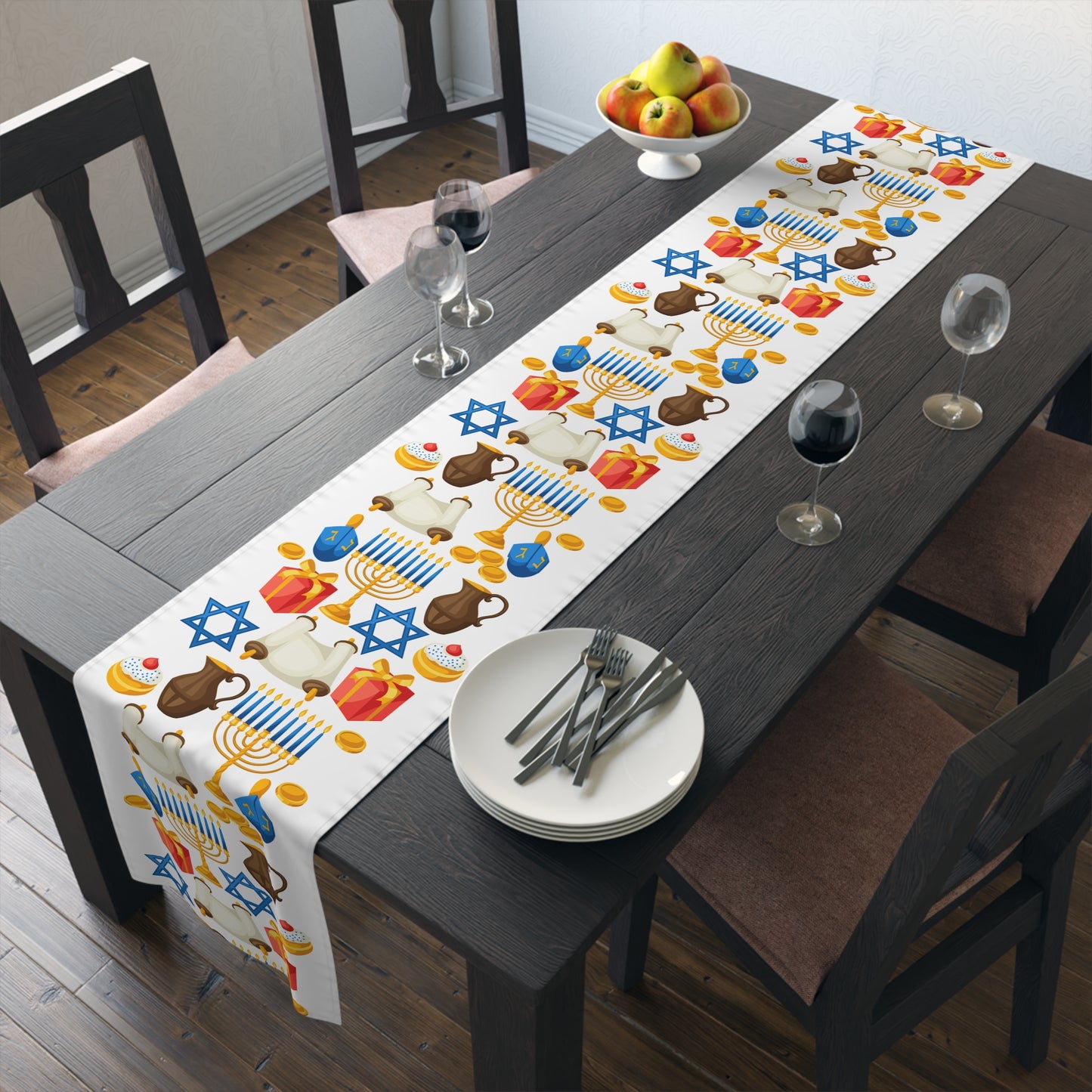 Hannukah Hanuka Hanukkah Chanukah Chanuka Chanukkah Channukah Chanukka 1 | Jewish Holiday Themed | Table Runner