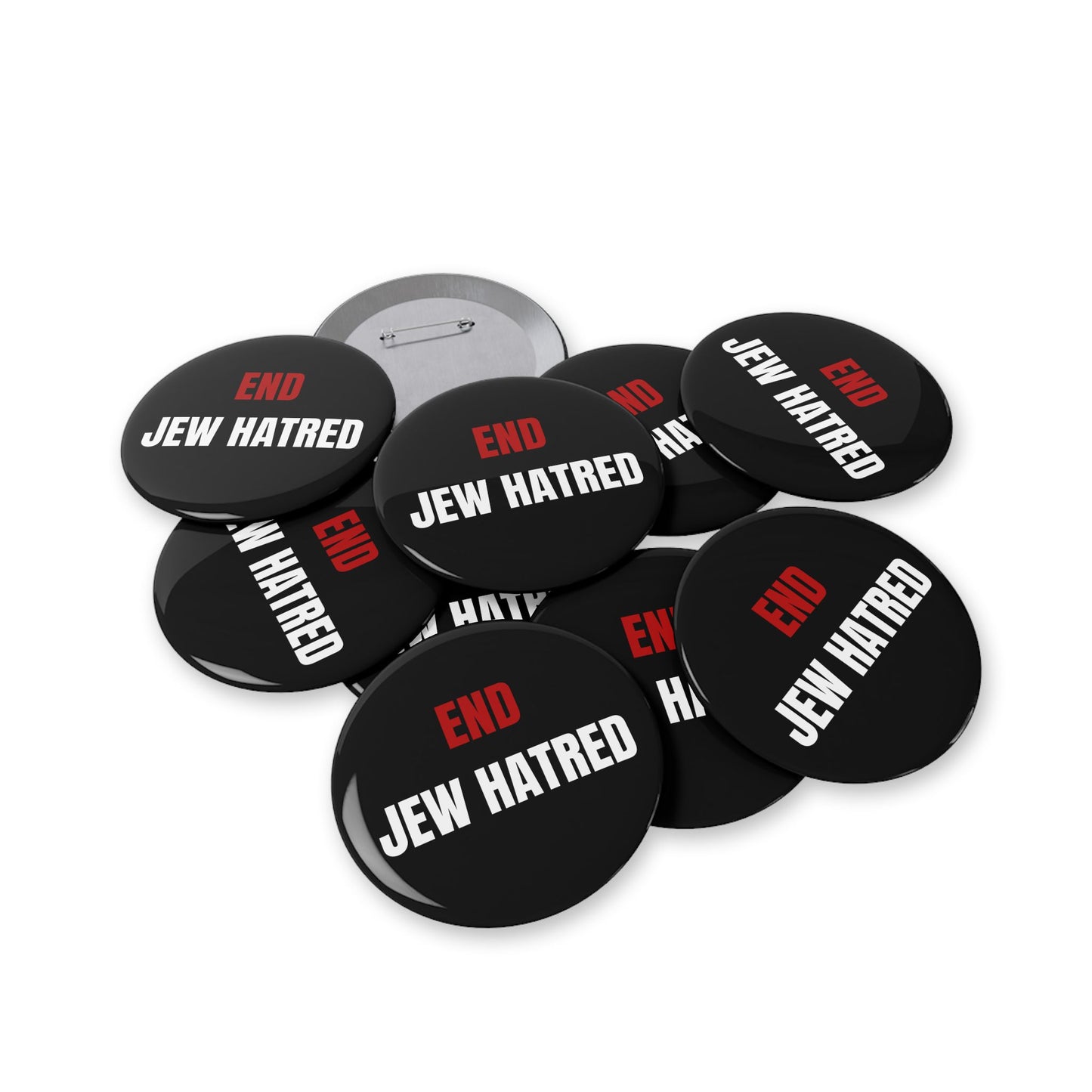 End Jew Hatred - Round Pins (set) - Israel Israeli Jewish Judaism Zionist Stand With Us - by Far Out Prints & Co.