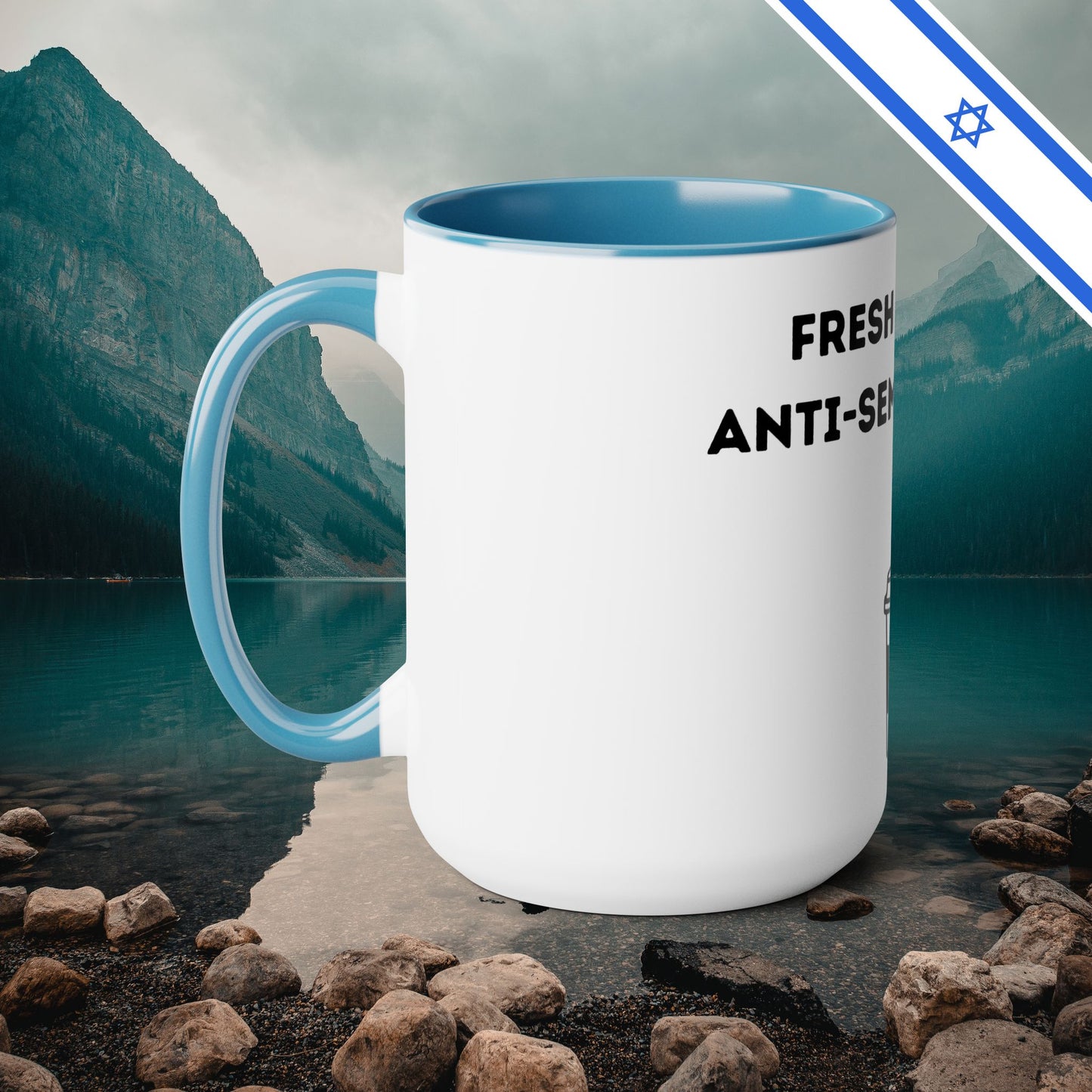 Fresh Brew of anti-Semitic Tears - Two-Tone Coffee Mugs, 15oz - Cafe Lovers - Far Out Prints & Co.