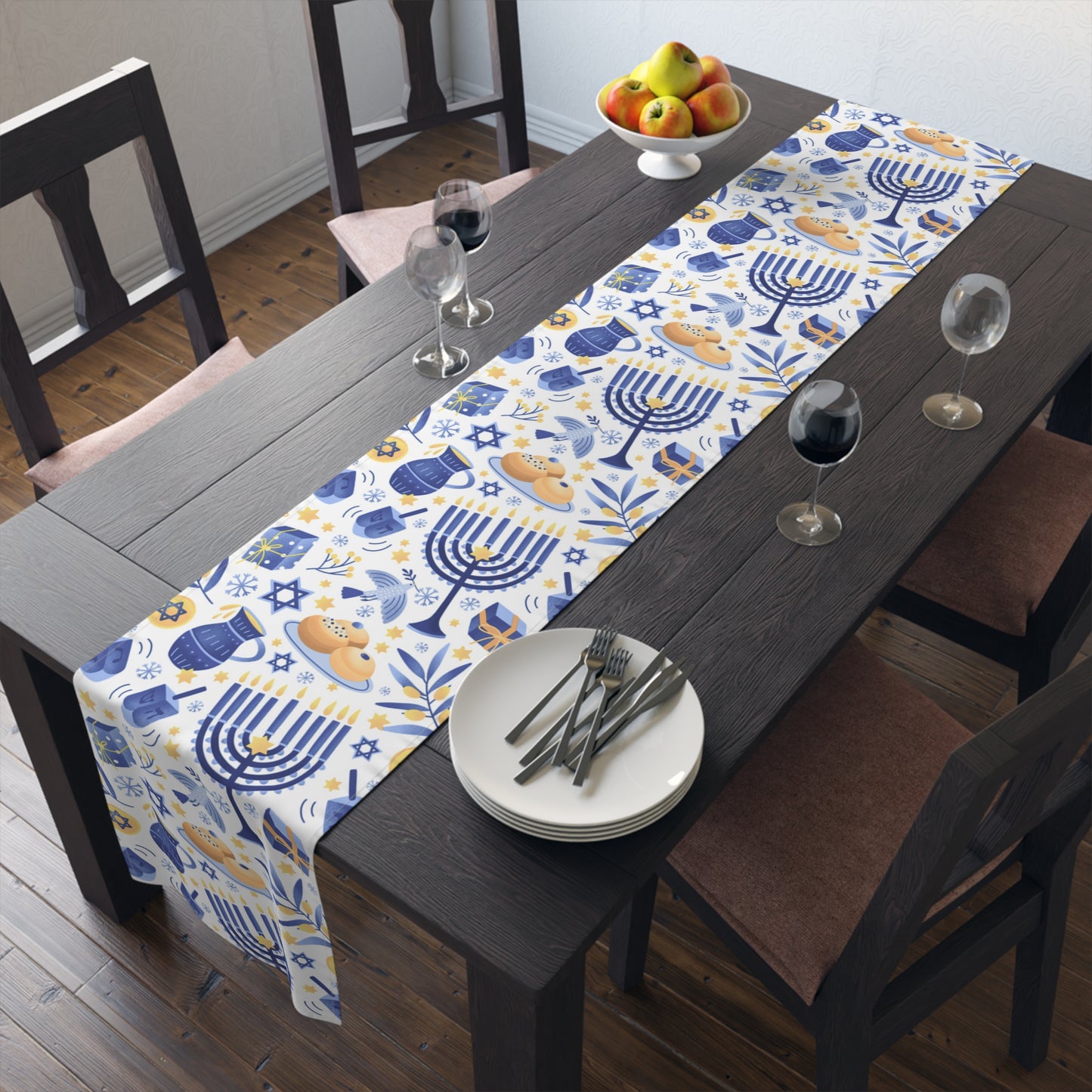 Hannukah Hanuka Hanukkah Chanukah Chanuka Chanukkah Channukah Chanukka | Jewish Holiday Themed | Table Runner