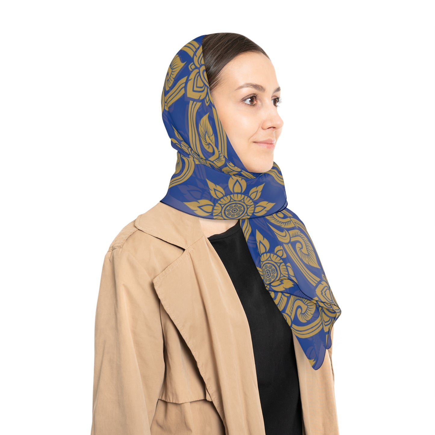 Gold and Dark Blue Design | Jewish Judaism Judaica Israel Israeli Art | Poly Scarf | by Far Out Prints & Co