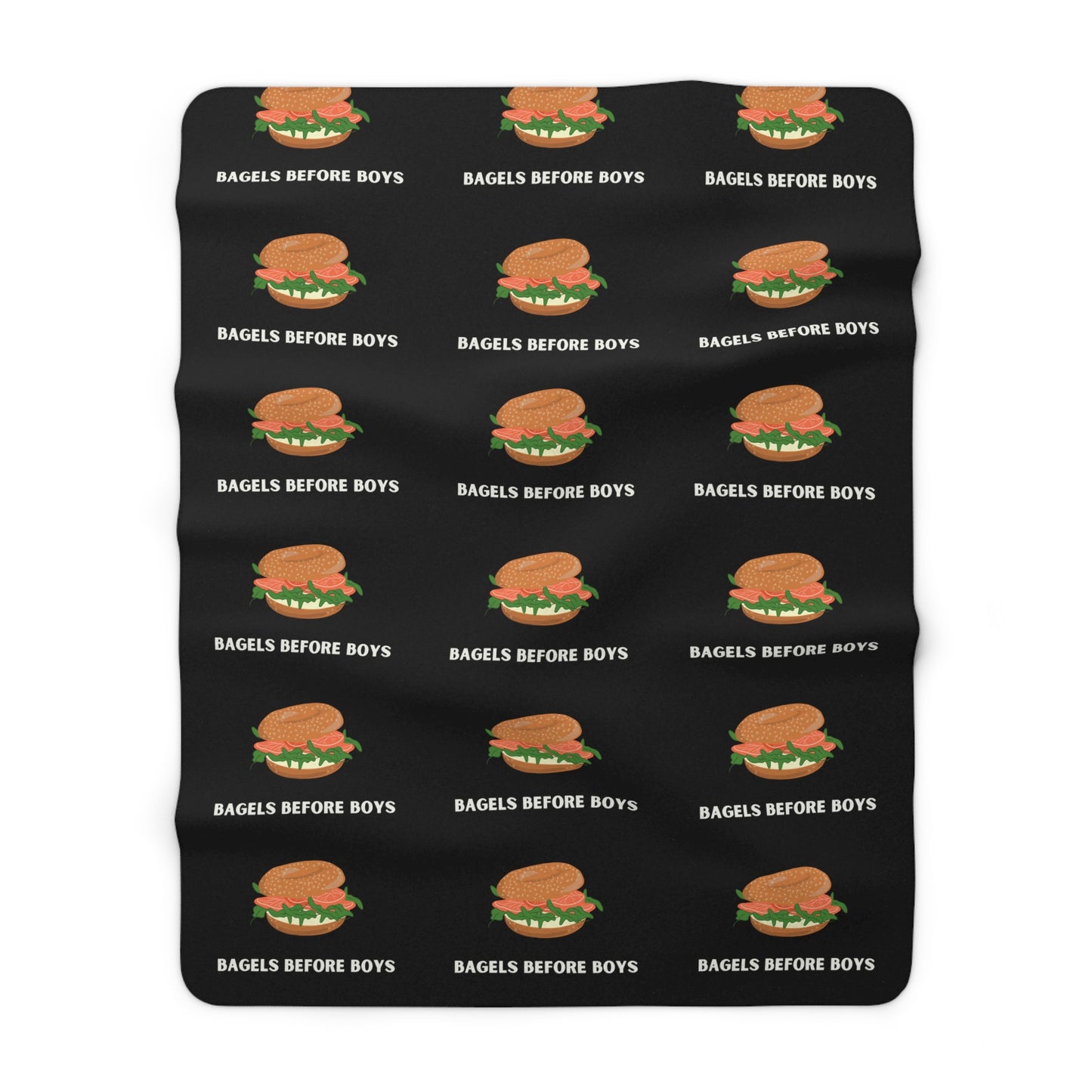 Bagels Before Boys - Jewish Judaism Israel Israeli Yenta - Sherpa Fleece Blanket - by Far Out Prints & Co.