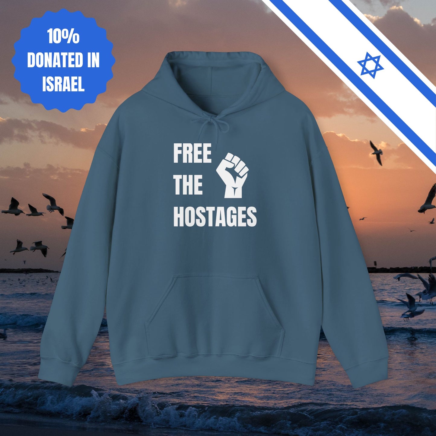 Free The Hostages | Unisex Hooded Sweatshirt | Israel Israeli Jewish Judaism Bring Them Home Stand With Us | by Far Out Prints & Co.