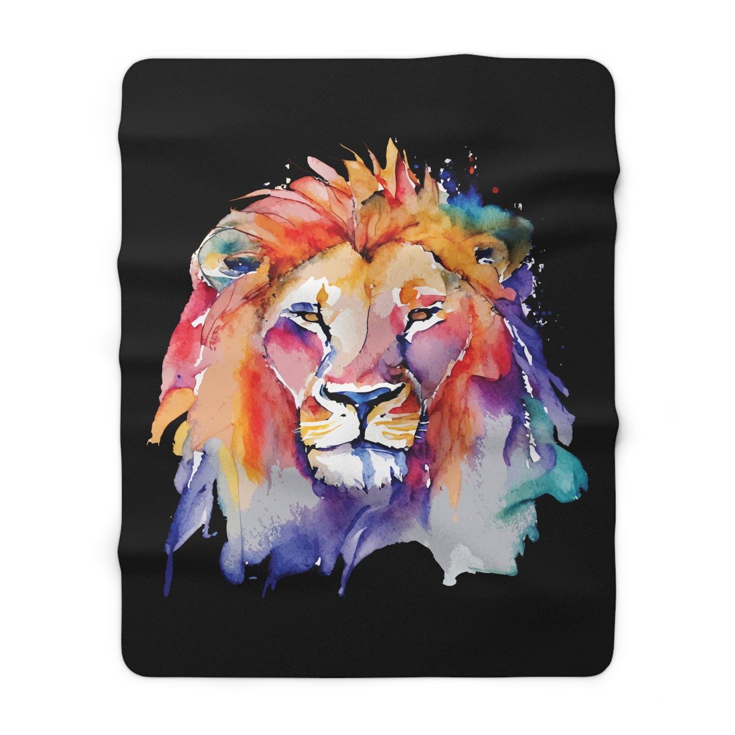 Lion Watercolor Rainbow - Sherpa Fleece Blanket - by Far Out Prints & Co.