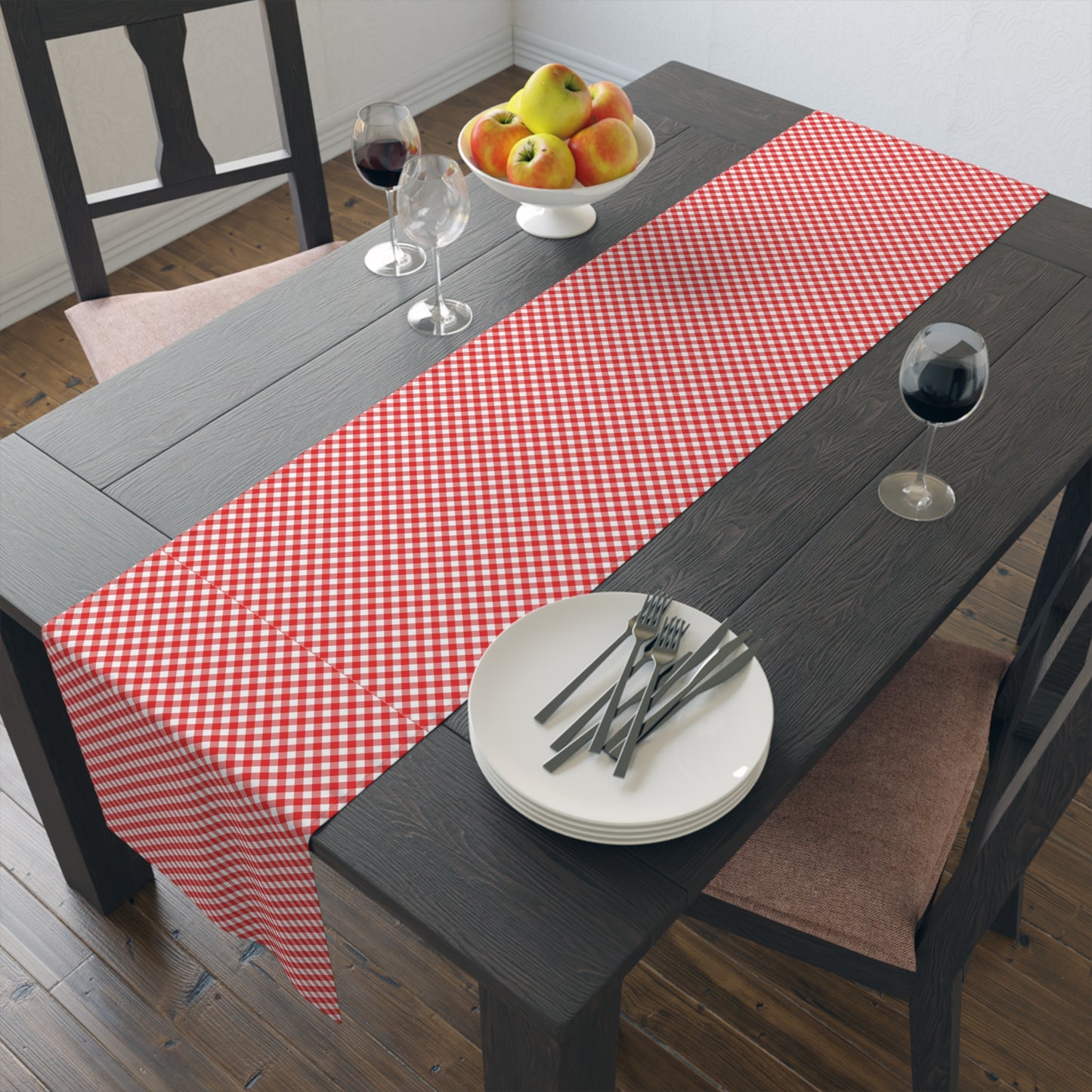 Gingham Checkered Classic Restaurant Style | Premium Table Runner | by Far Out Prints & Co.