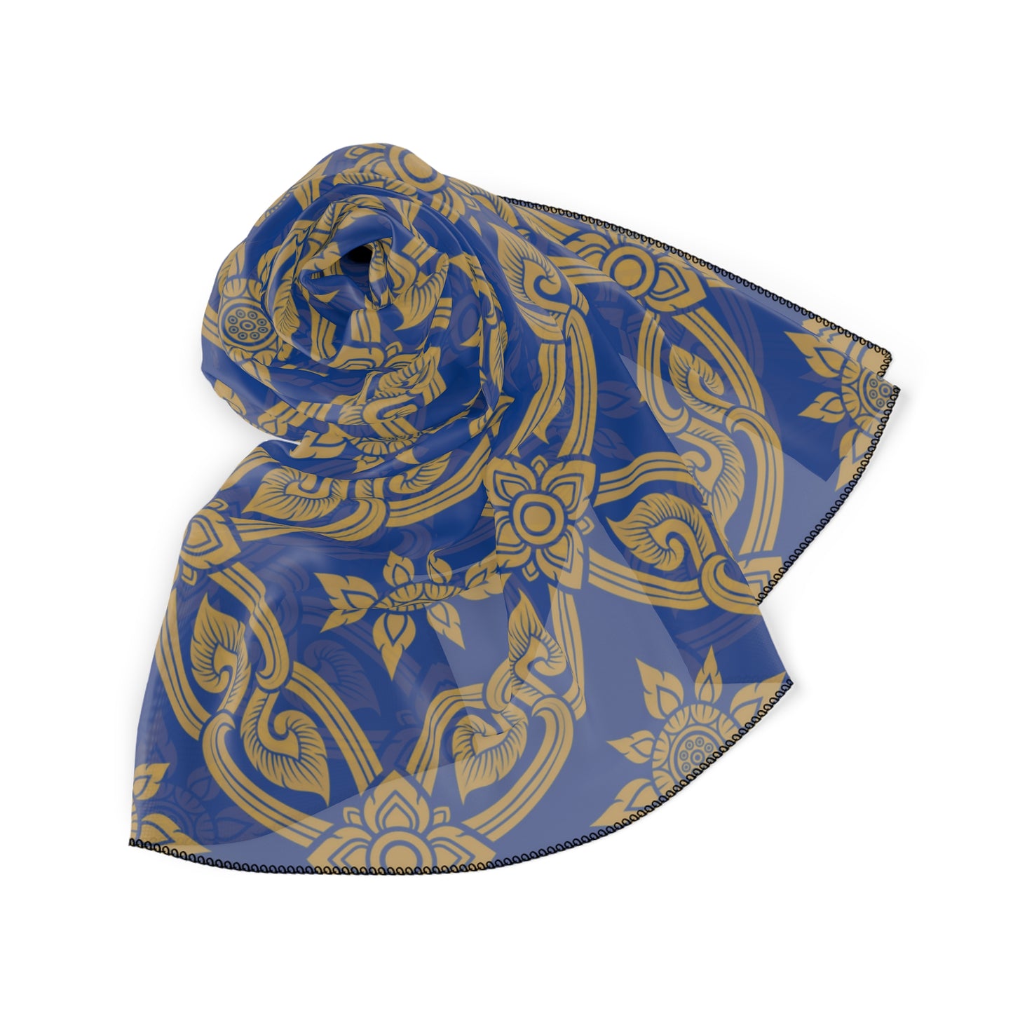 Gold and Dark Blue Design | Jewish Judaism Judaica Israel Israeli Art | Poly Scarf | by Far Out Prints & Co
