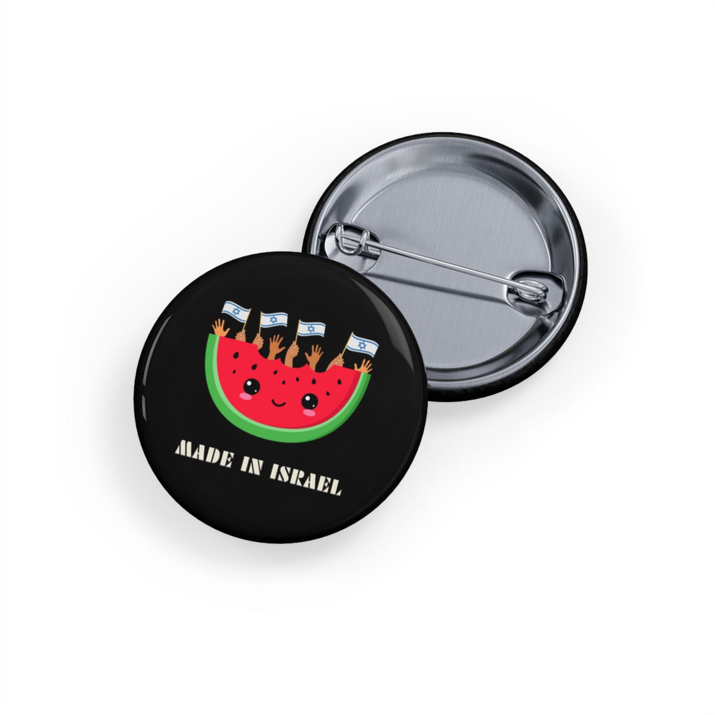 Made in Israel Watermelon - Pin Buttons Pins - Israel Israeli Jewish Judaism Judaica - by Far Out Prints & Co.