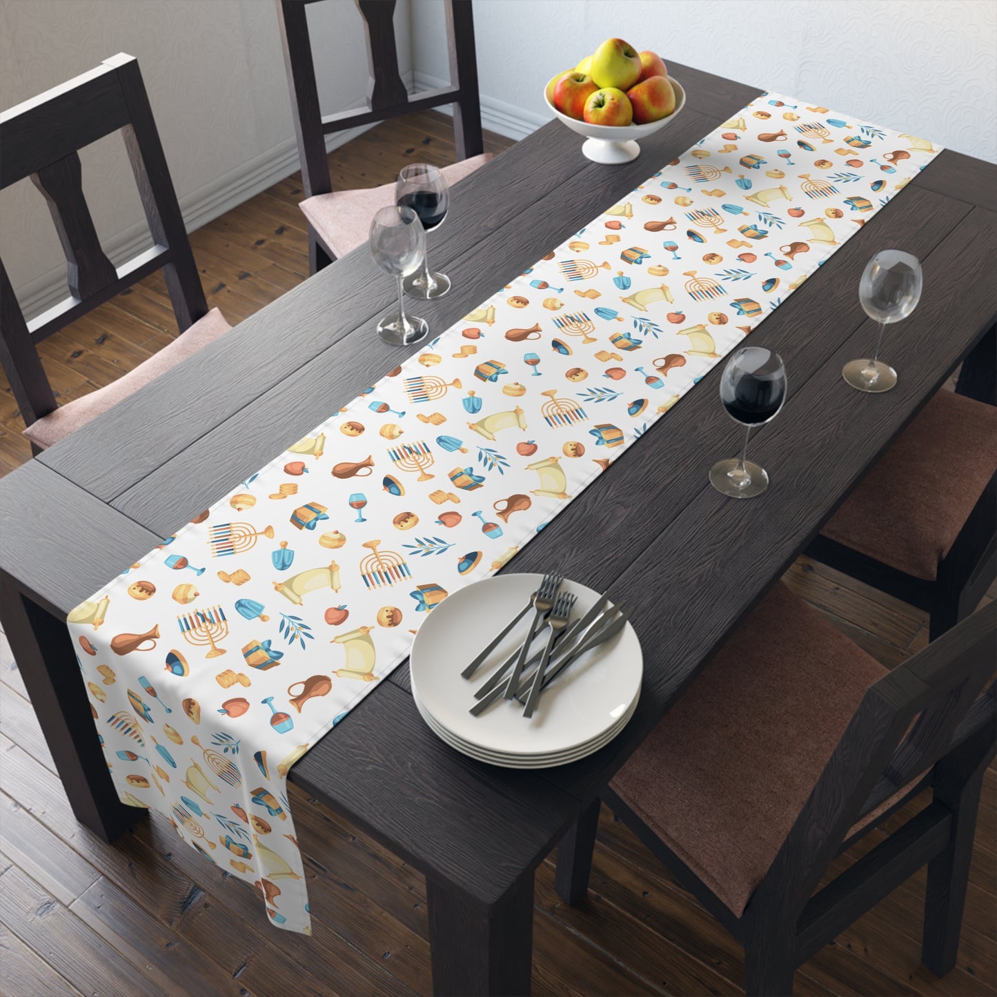 Hannukah Hanuka Hanukkah Chanukah Chanuka Chanukkah Channukah Chanukka 2 | Jewish Holiday Themed | Table Runner
