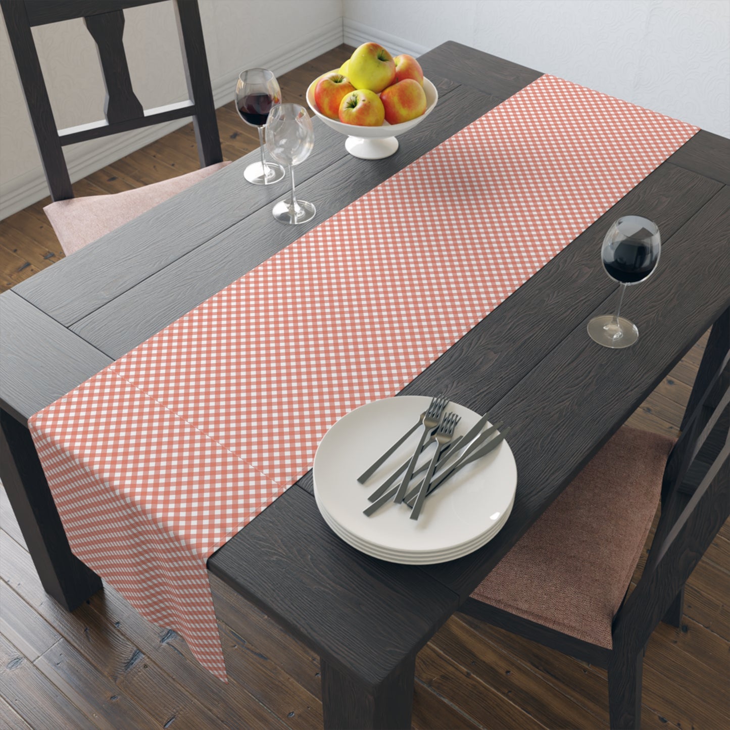 Gingham Checkered Classic Restaurant Style | Premium Table Runner | by Far Out Prints & Co.