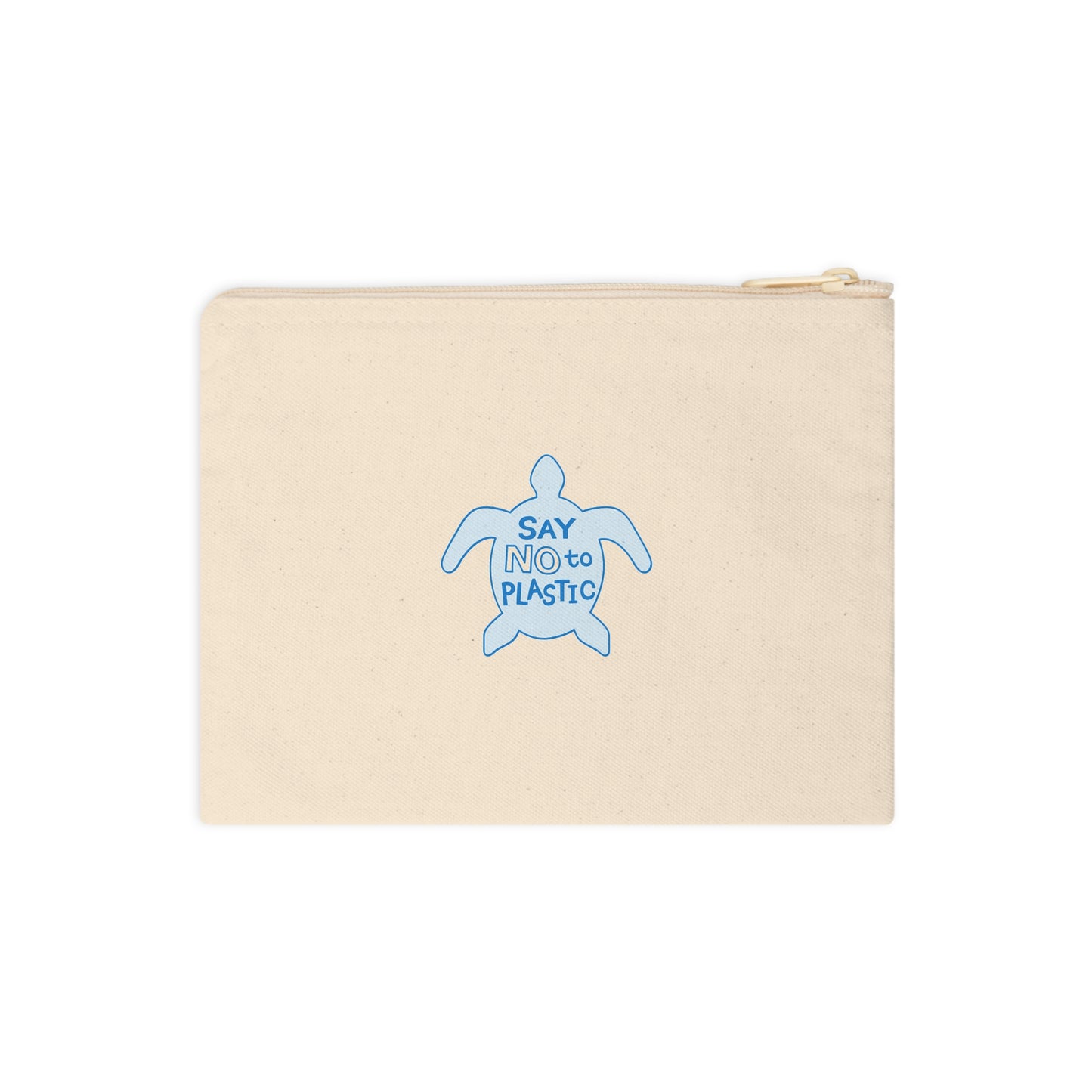 Say No To Plastic 100% Cotton Canvas Accessory Zipper Pouch Bag