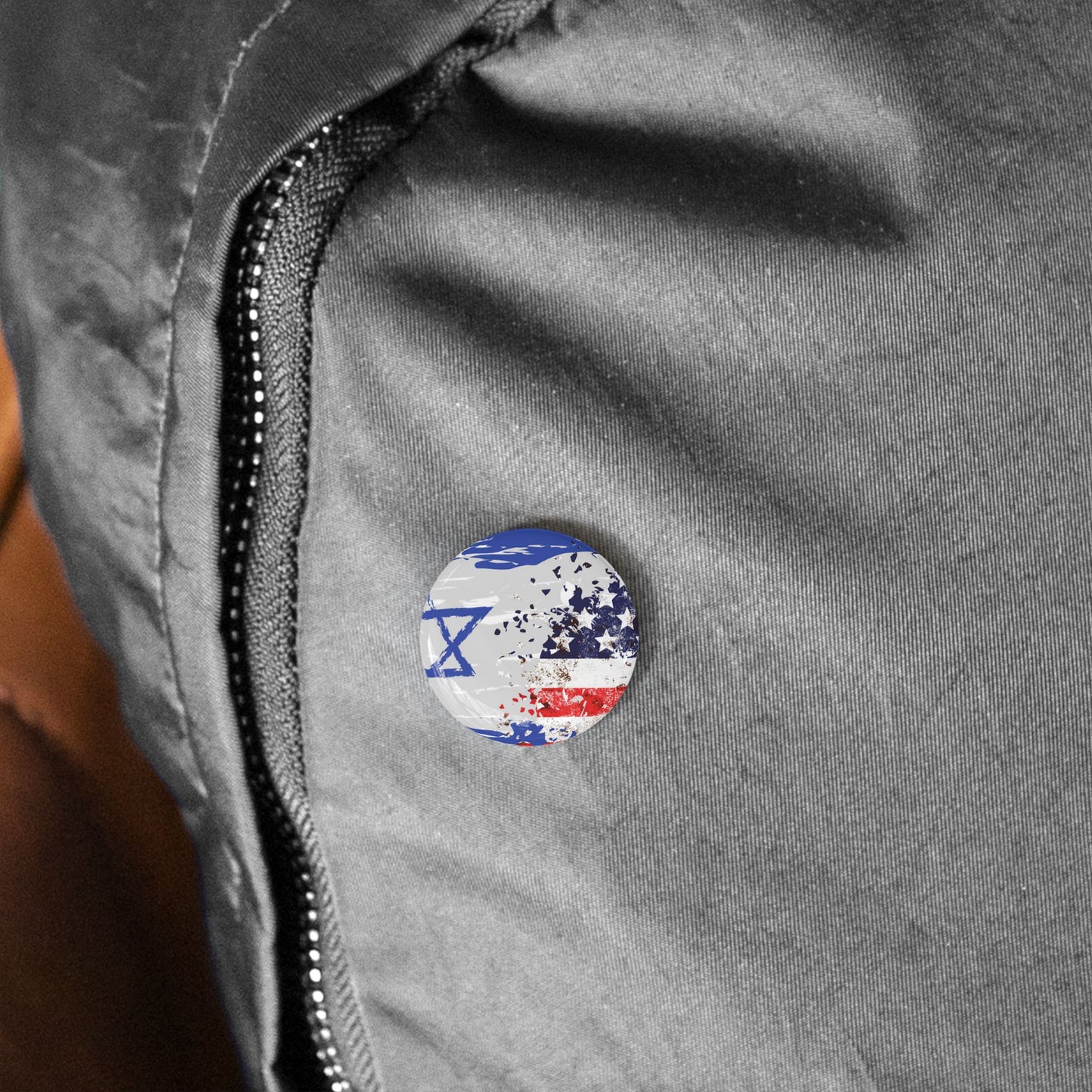 Israel USA Flag Round Pins by Far Out Prints & Co.