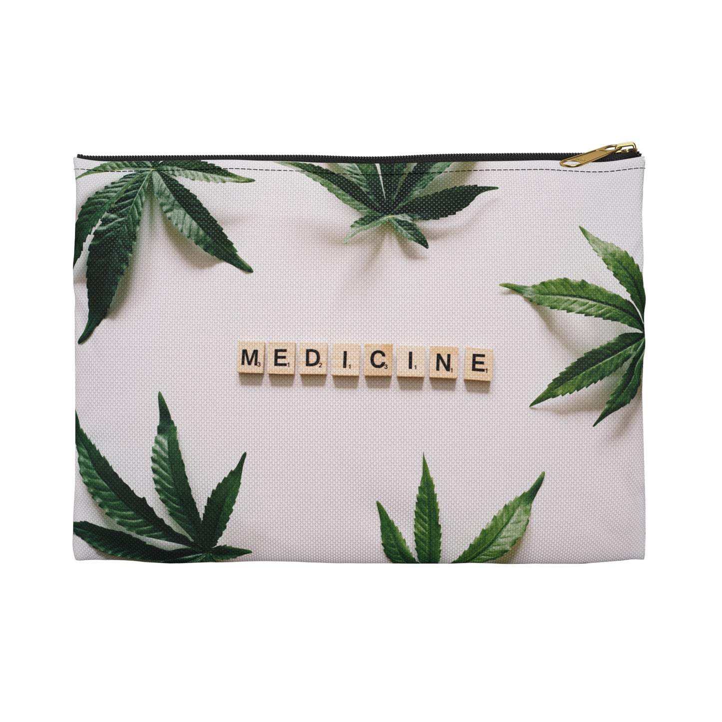 Medicine Cannabis Pattern - Accessory Pouch White - Stoner Cannabis Weed Jewish Israeli Israel - by Far Out Prints & Co.