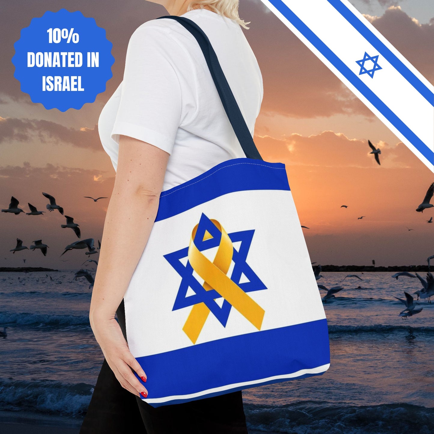 Israeli Hostages Flag Tote Bag Israel Flag Yellow Ribbon Tote Bag Bring Them Home Gift Jewish Present Judaism Totes Judaica Tote Bag Gift