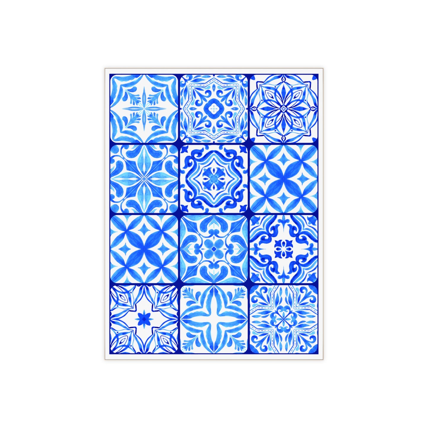 Blue and White Moroccan Design 2 - Jewish Art Judaica Judaism Israel Israeli - Ceramic Photo Tile - Far Out Prints & Co.
