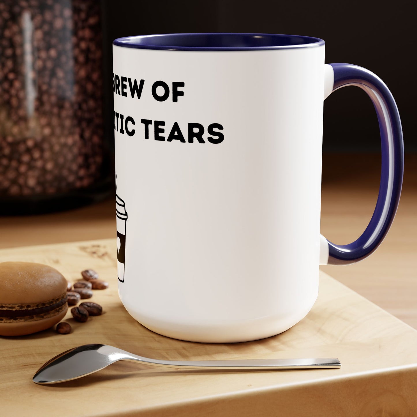 Fresh Brew of anti-Semitic Tears - Two-Tone Coffee Mugs, 15oz - Cafe Lovers - Far Out Prints & Co.