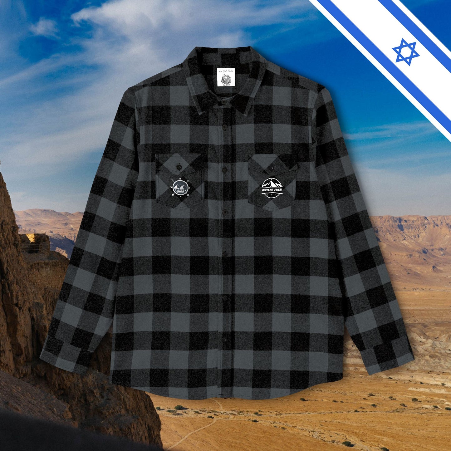 Flannel Shirt Compass Adventurer Unisex Tee Adventure Hiking Flannel T-Shirt Camping Outdoor Gift Nature Lover Present for Him or Her