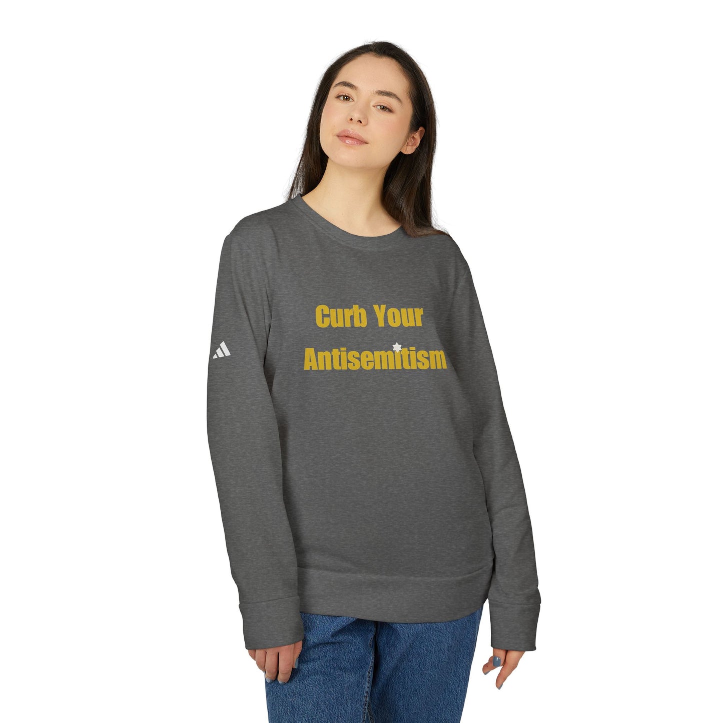 Curb Your Antisemitism Sweatshirt Personalised Customised Israeli Unisex Fleece Crewneck Sweatshirt Jewish Gift Israel Present Stand With Us