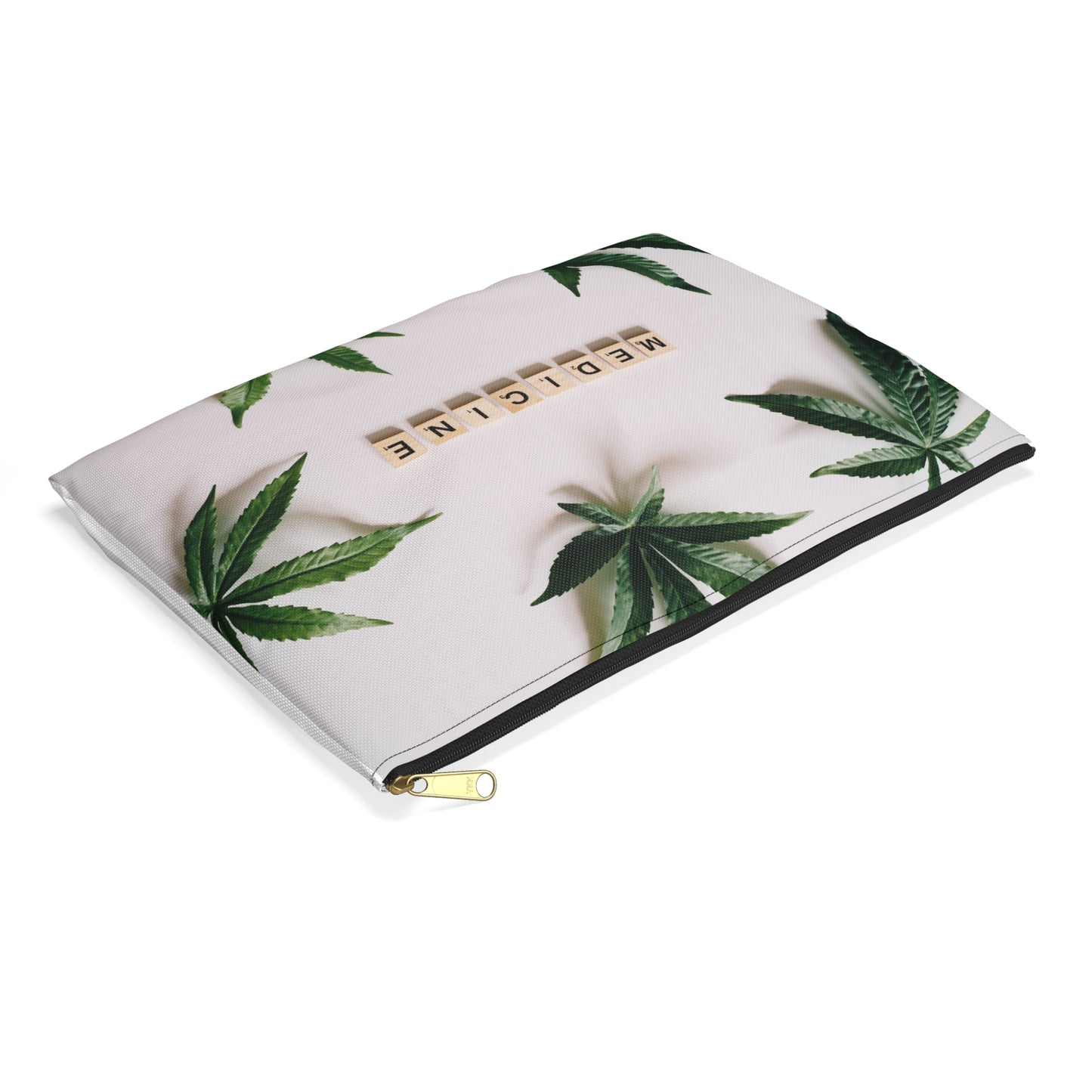 Medicine Cannabis Pattern - Accessory Pouch White - Stoner Cannabis Weed Jewish Israeli Israel - by Far Out Prints & Co.