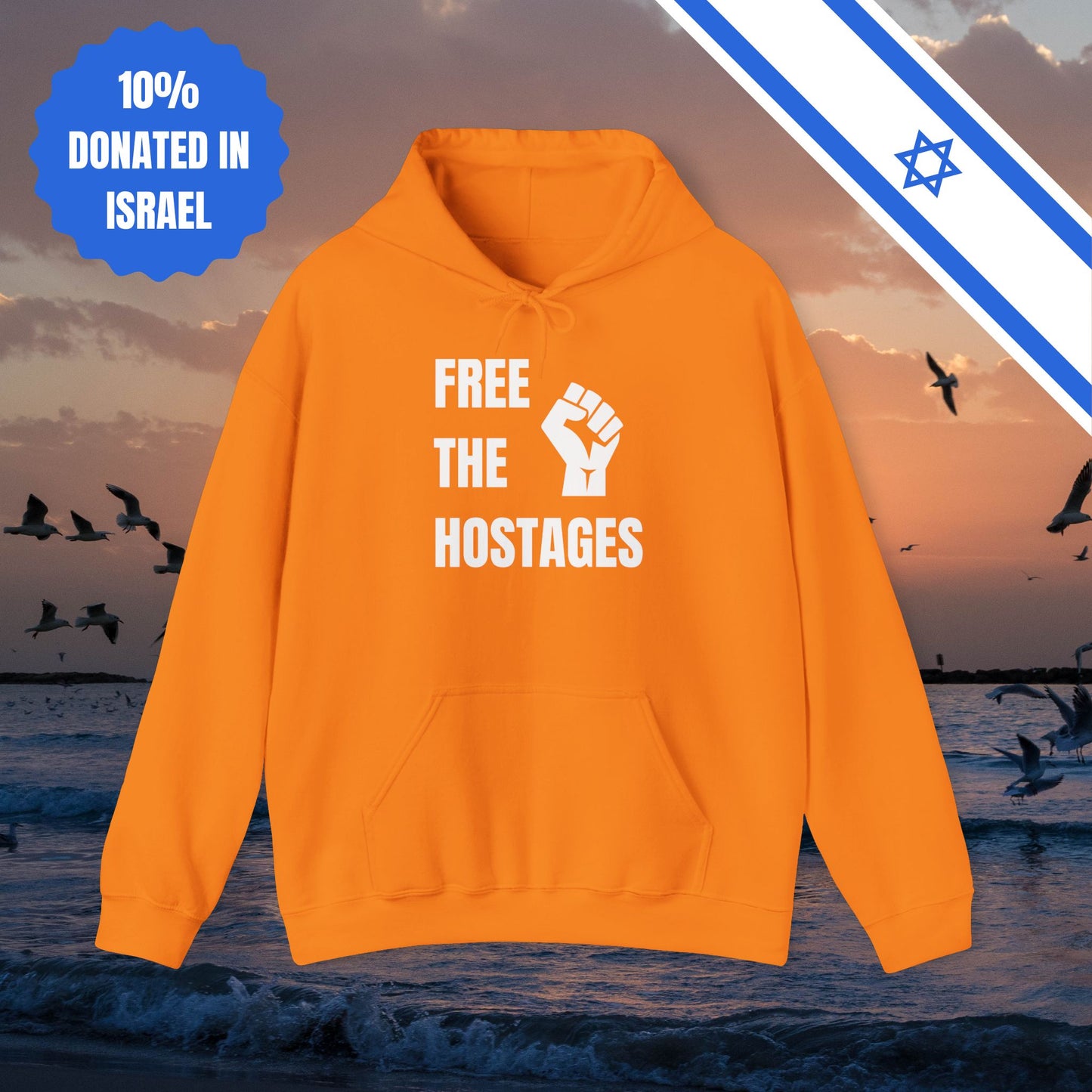 Free The Hostages | Unisex Hooded Sweatshirt | Israel Israeli Jewish Judaism Bring Them Home Stand With Us | by Far Out Prints & Co.