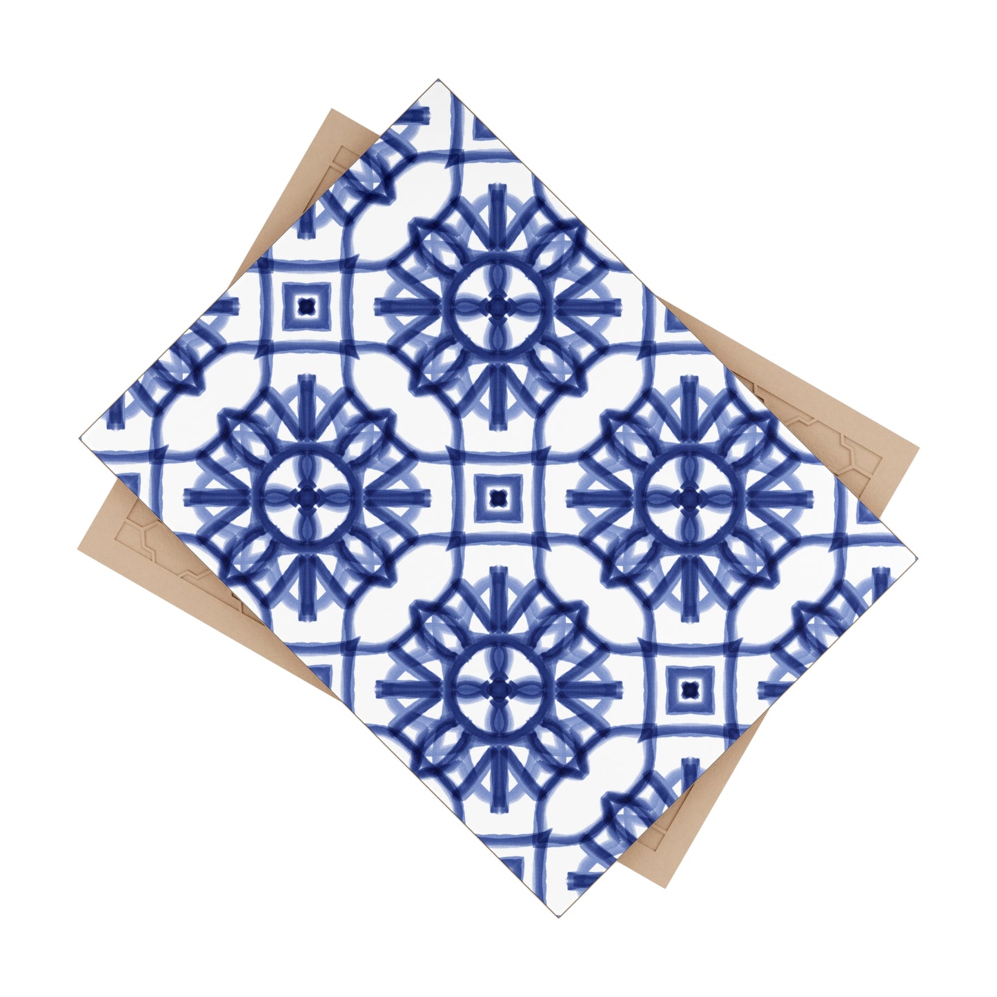 Blue and White Moroccan Design - Jewish Art Judaica Judaism Israel Israeli - Ceramic Photo Tile - Far Out Prints & Co.