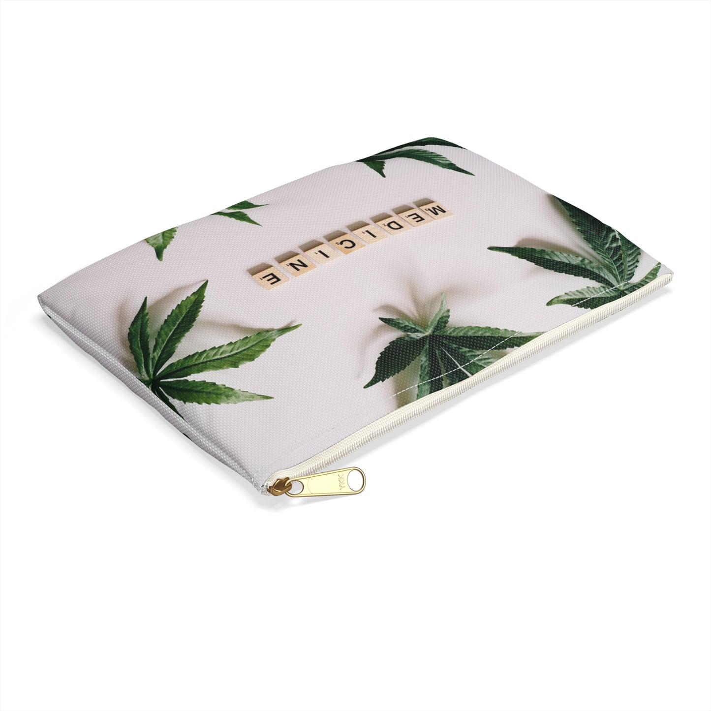Medicine Cannabis Pattern - Accessory Pouch White - Stoner Cannabis Weed Jewish Israeli Israel - by Far Out Prints & Co.
