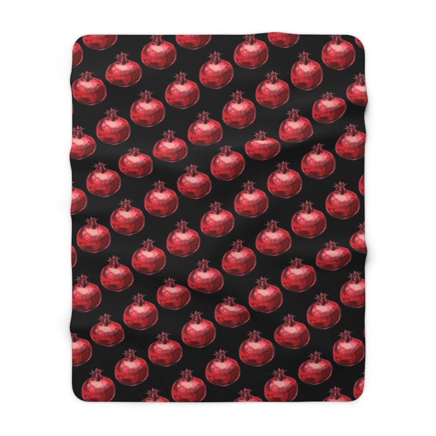 Bright Red Pomegranate Sketch - Jewish Judaism Israel Israeli Heritage - Sherpa Fleece Blanket - by Far Out Prints & Co.
