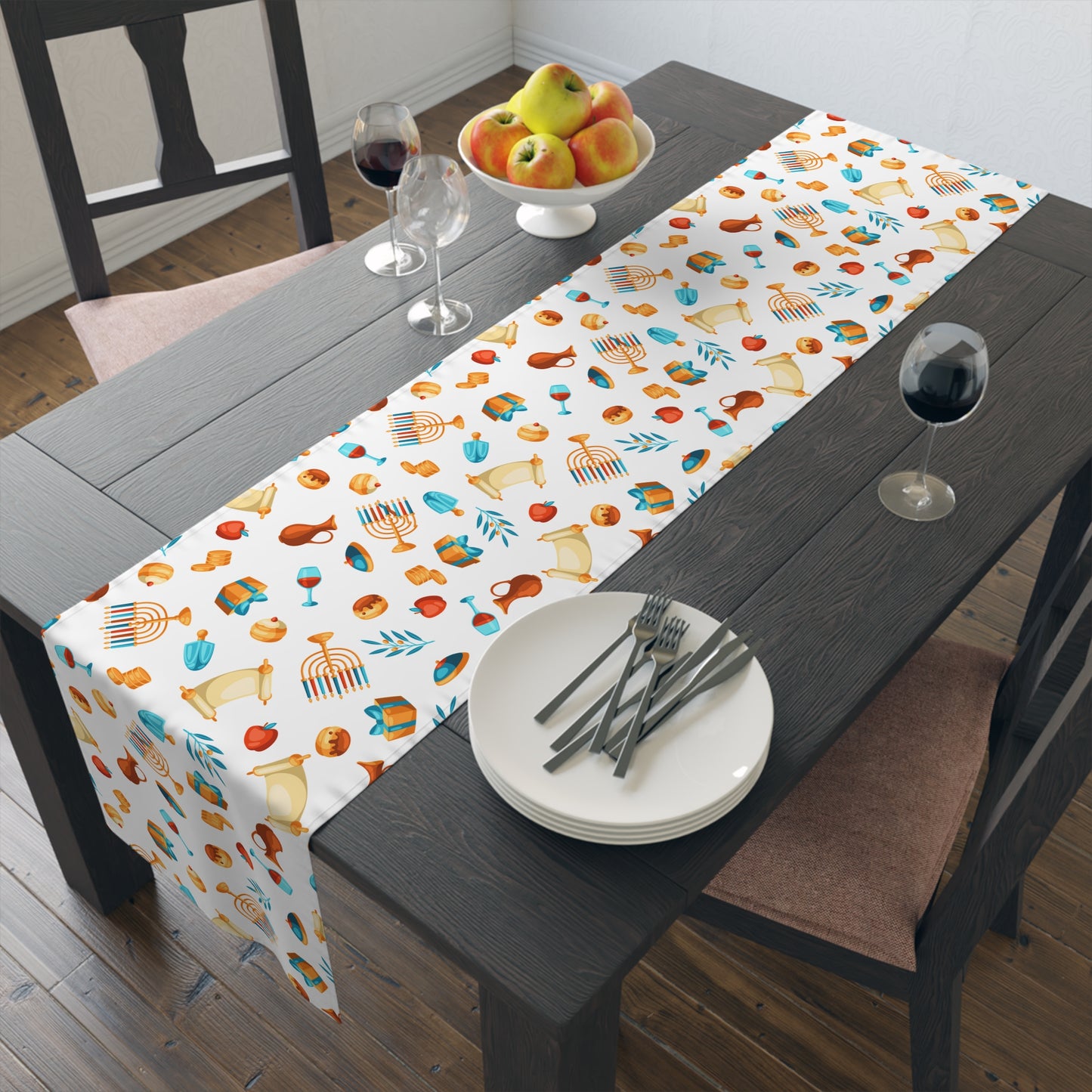 Hannukah Hanuka Hanukkah Chanukah Chanuka Chanukkah Channukah Chanukka 2 | Jewish Holiday Themed | Table Runner