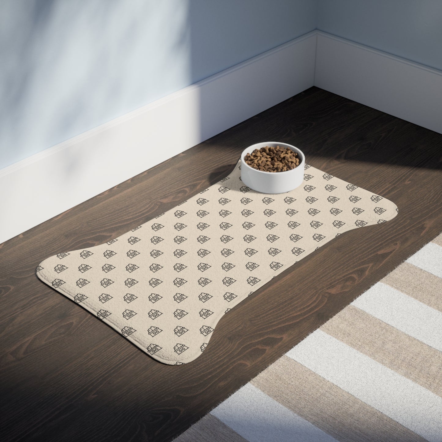 Dogs and Cats Bowls Pattern Black - Pet Feeding Mats - Pets Present Feeding Gift Animal Lovers Gifts Him Her Dog Cat Presents Animals