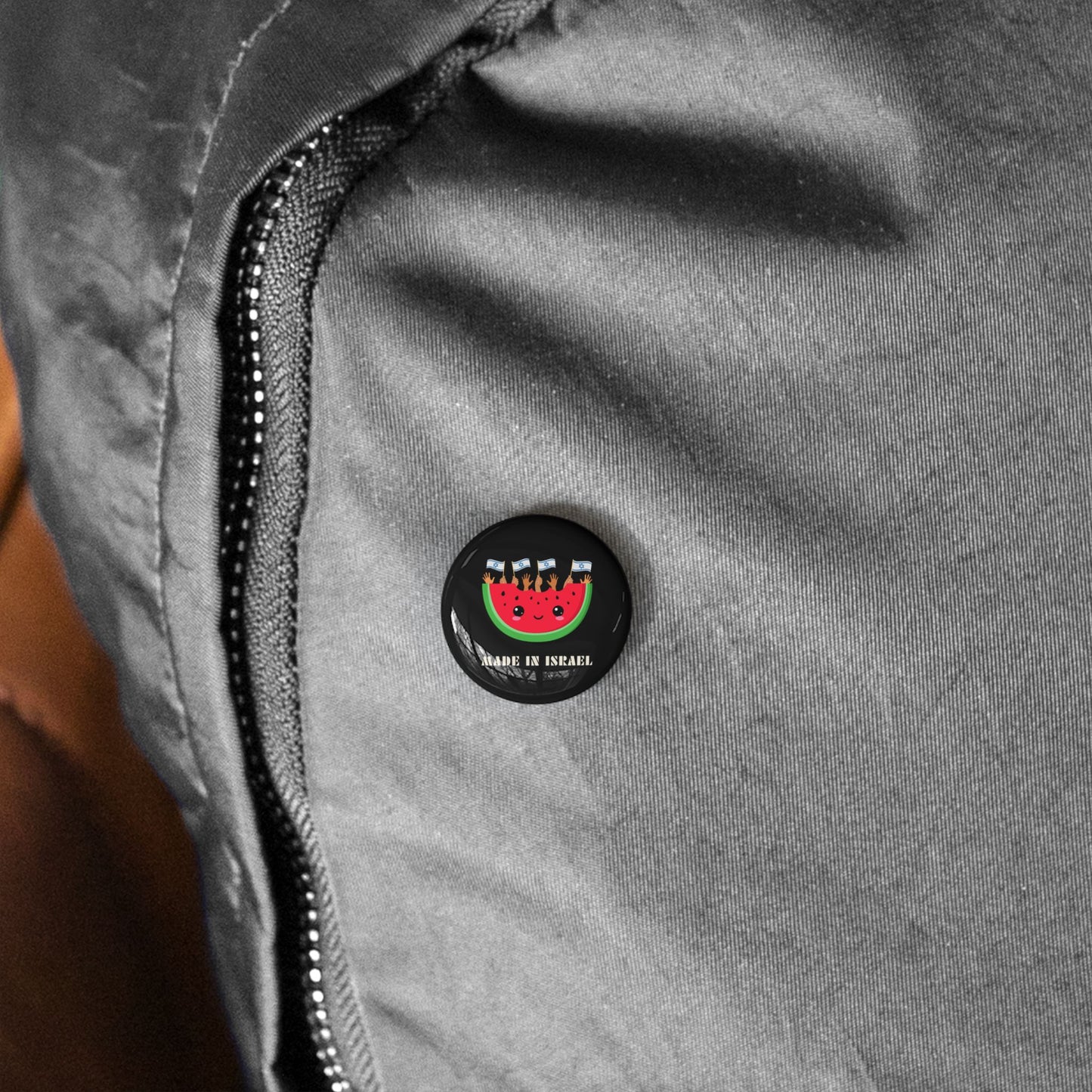 Made in Israel Watermelon - Pin Buttons Pins - Israel Israeli Jewish Judaism Judaica - by Far Out Prints & Co.