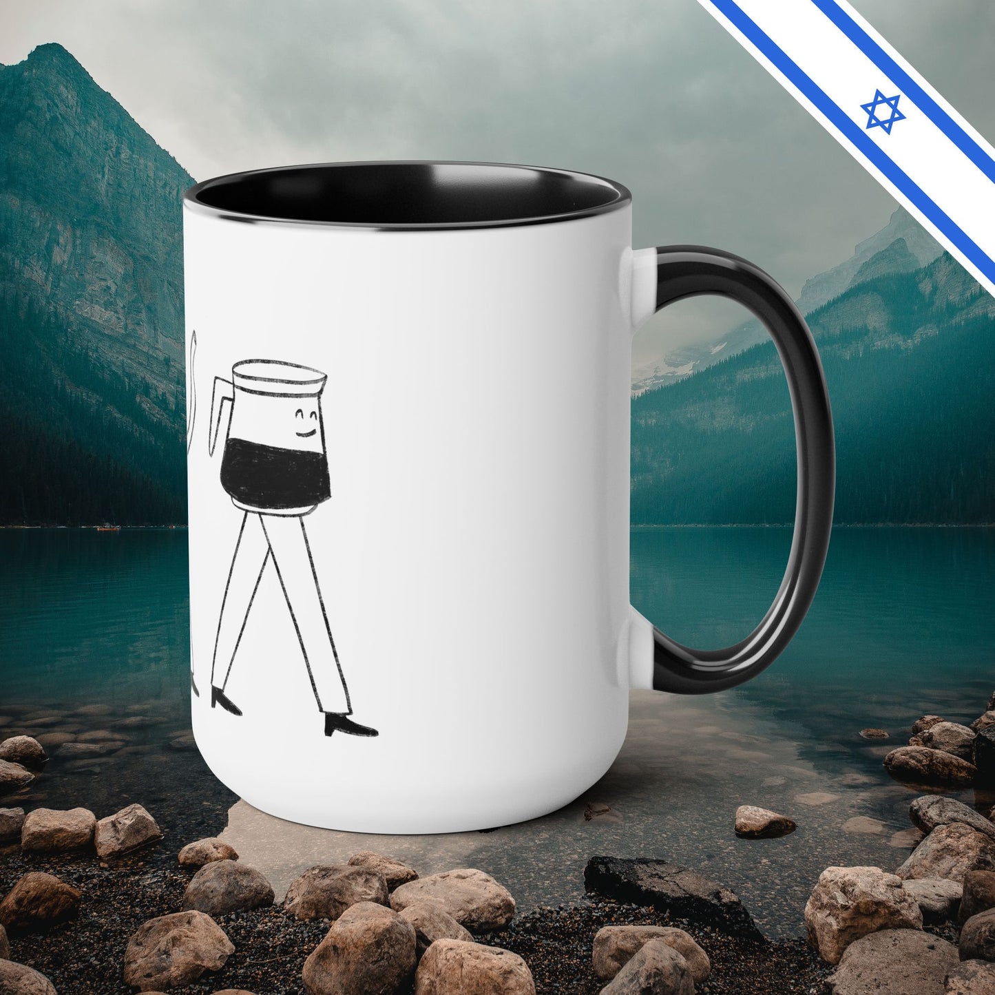 Coffee Road - Two-Tone Coffee Mugs, 15oz - Cafe Lovers - by Far Out Prints & Co.