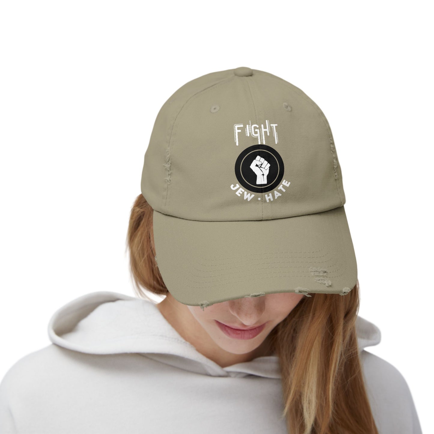 Fight Jew Hate - Unisex Distressed Cap Hats - Jewish Judaism Israel Israeli Zionist Zionism Stand With Us Fight Hate - Far Out Prints & Co.