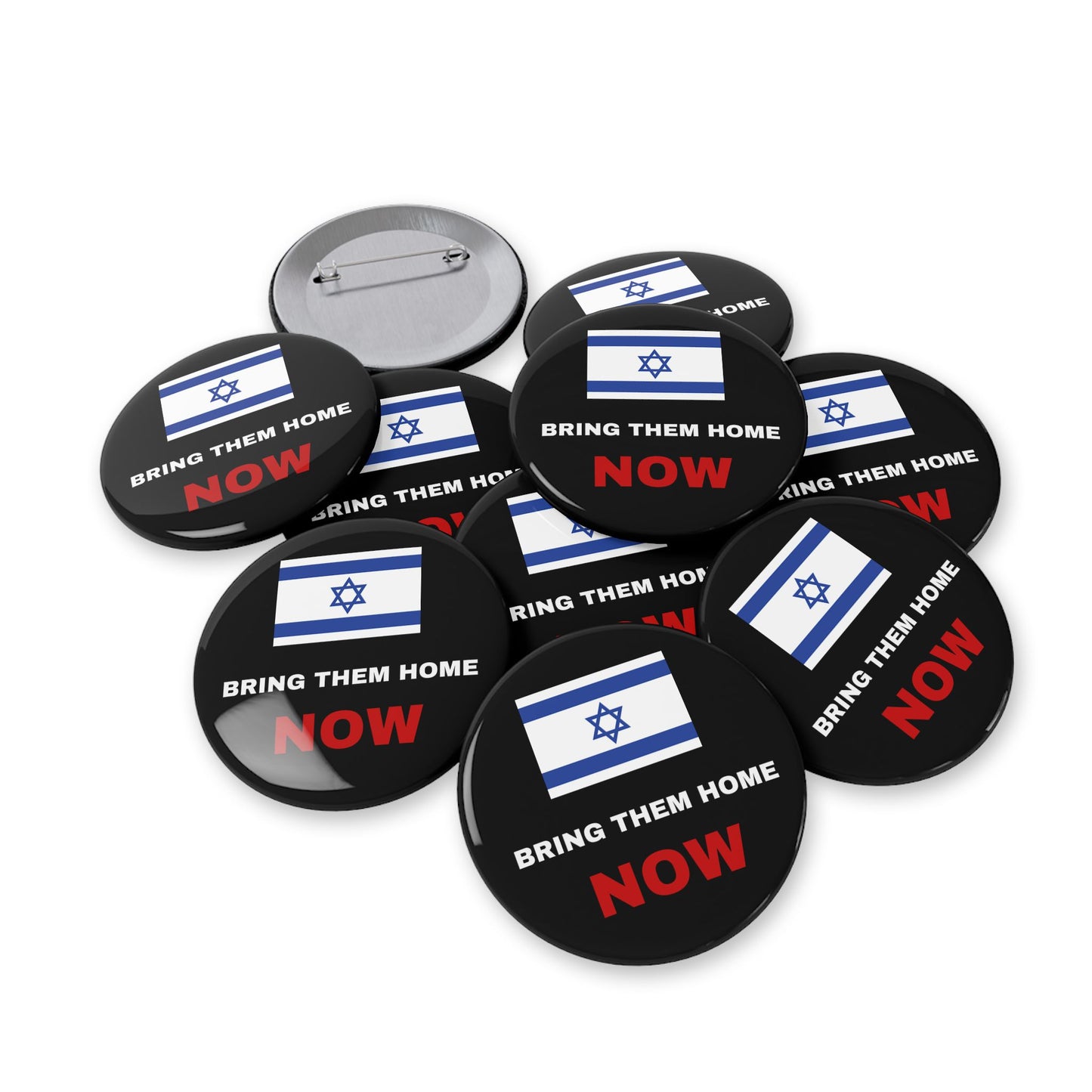 Bring Them Home Now Israeli Israel Hostage Rescue Round Pins by Far Out Prints & Co.