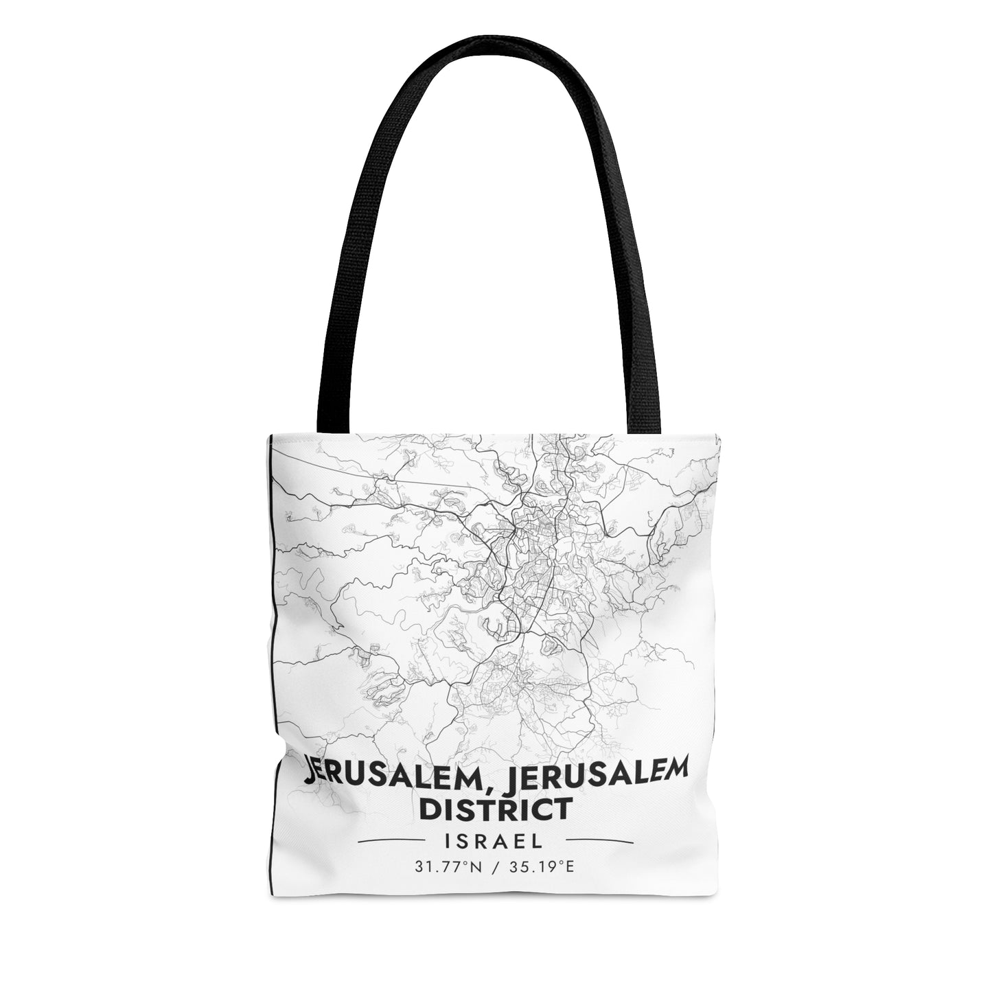 Map of Jerusalem | Hebrew Israel Judaica Jewish Israeli | Tote Bag (AOP) | Far Out Prints & Co.