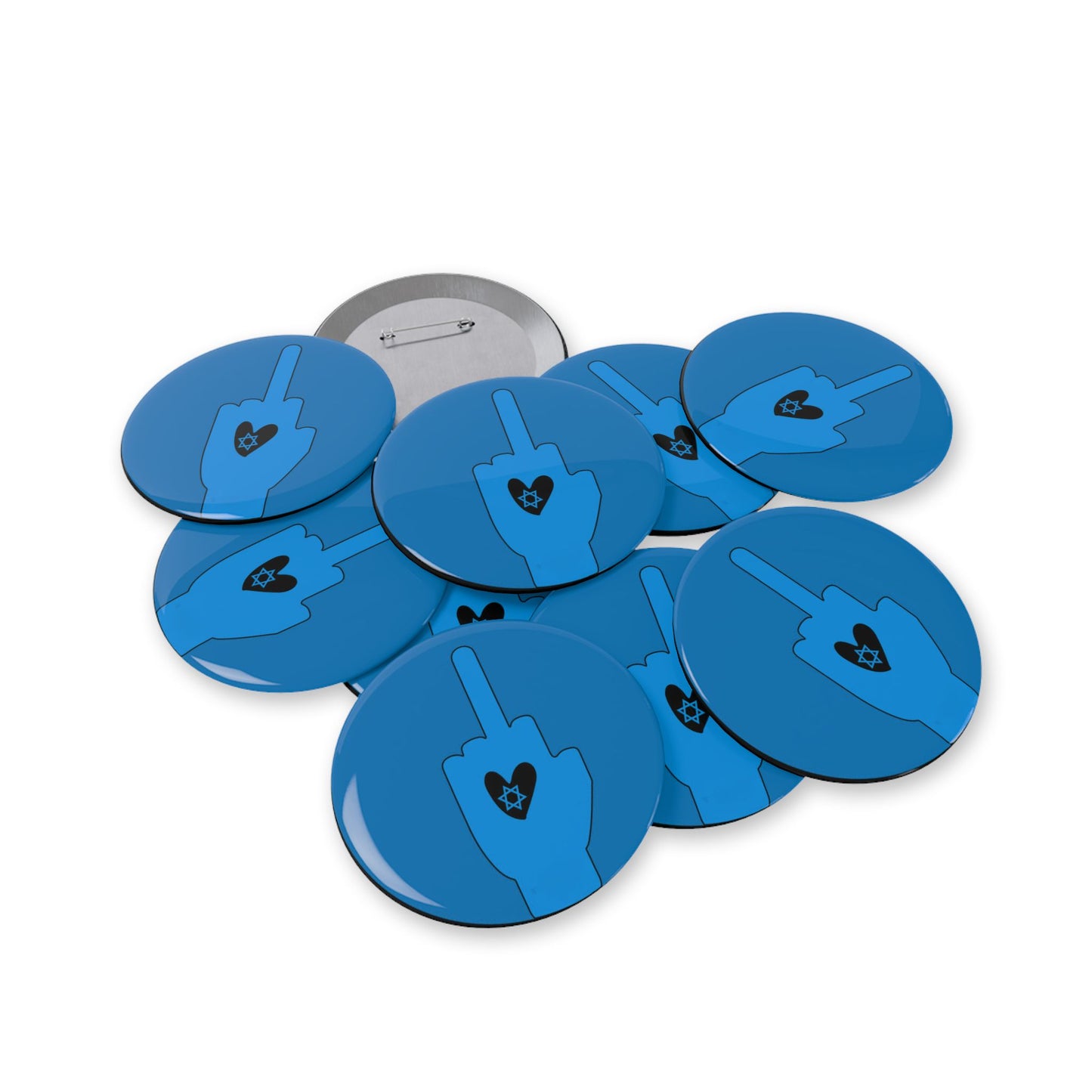 Blue Bloody Hands Middle Finger - Pin Buttons Pins - Israel Israeli Jewish Judaism Judaica - by Far Out Prints & Co.