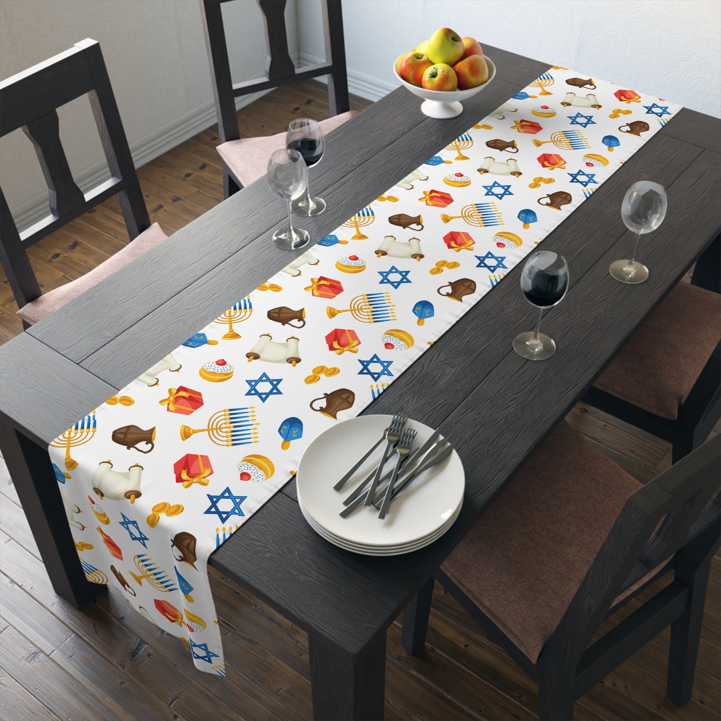 Hannukah Hanuka Hanukkah Chanukah Chanuka Chanukkah Channukah Chanukka 3 | Jewish Holiday Themed | Table Runner