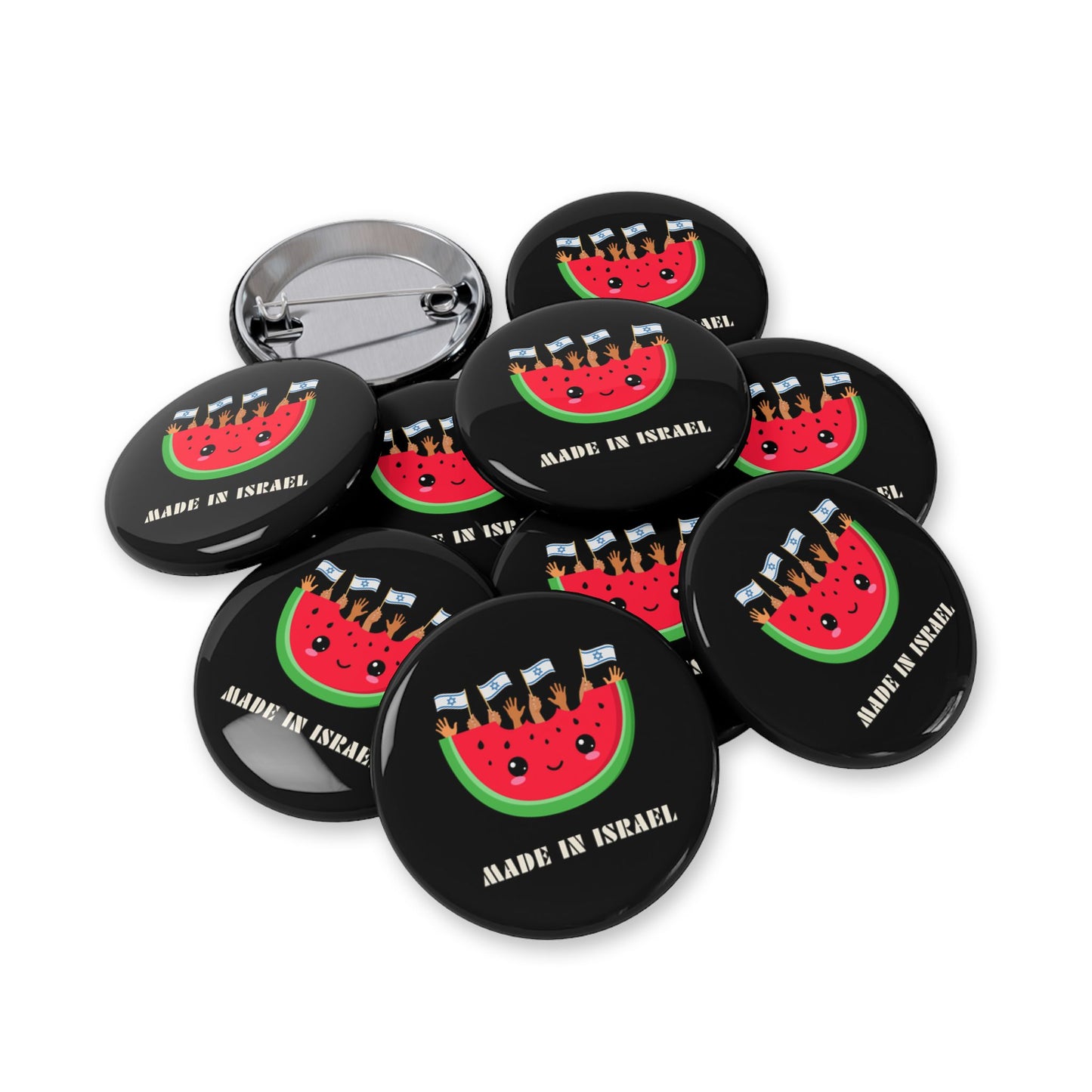 Made in Israel Watermelon - Pin Buttons Pins - Israel Israeli Jewish Judaism Judaica - by Far Out Prints & Co.